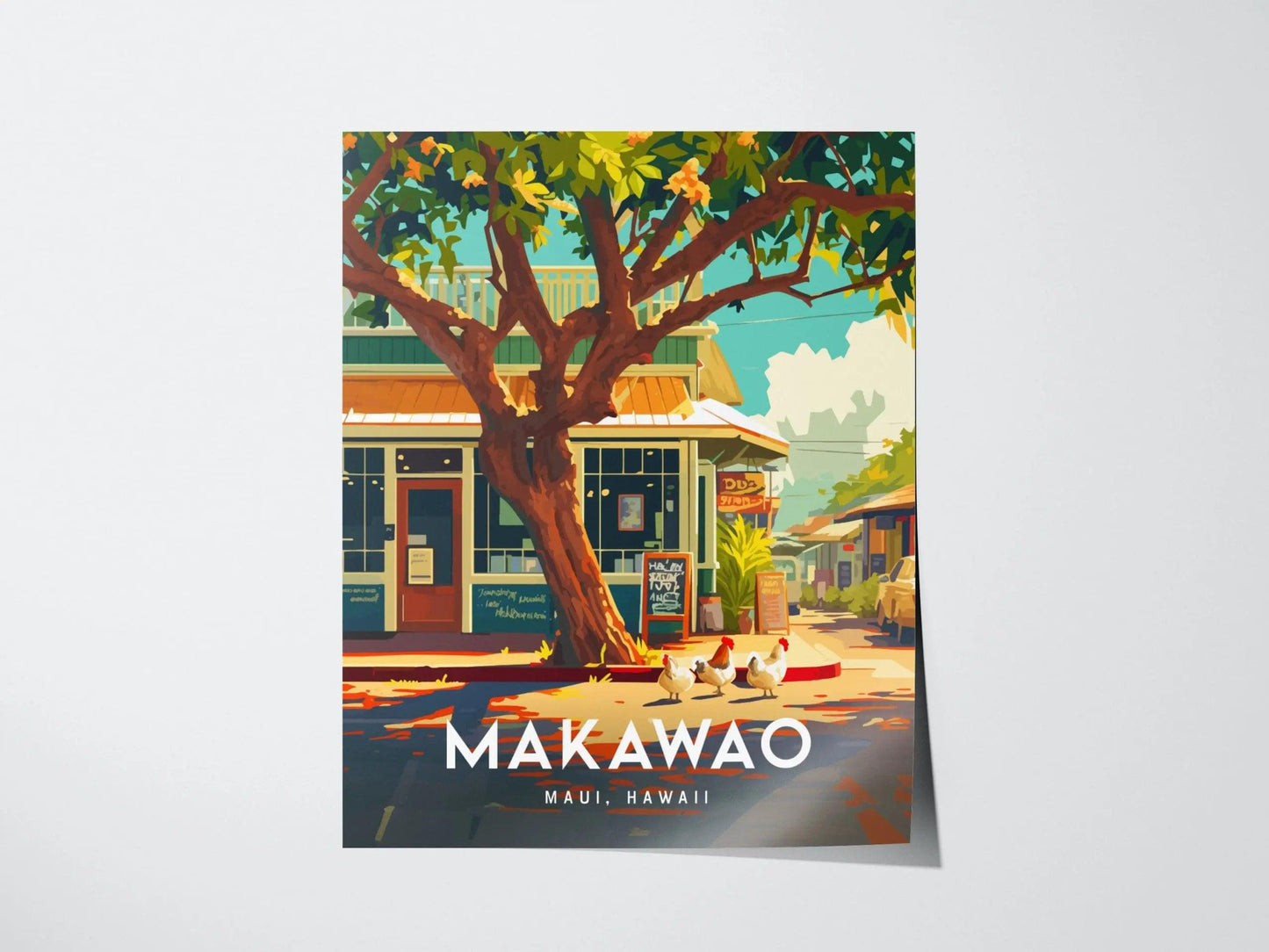 Makawao, Maui, Hawaii | Upcountry Paniolo Country Town Island Framed Wall Art Poster Travel Artwork Hawaiian Lush Tropical Gift Decor Set - Swell Scenes