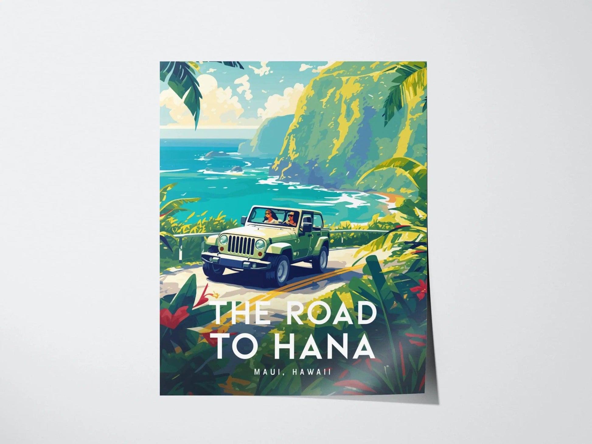Road To Hana, Maui, Hawaii - Wall Art Poster Design Travel Print Travel Adventure Ocean Tropical Gift - Swell Scenes