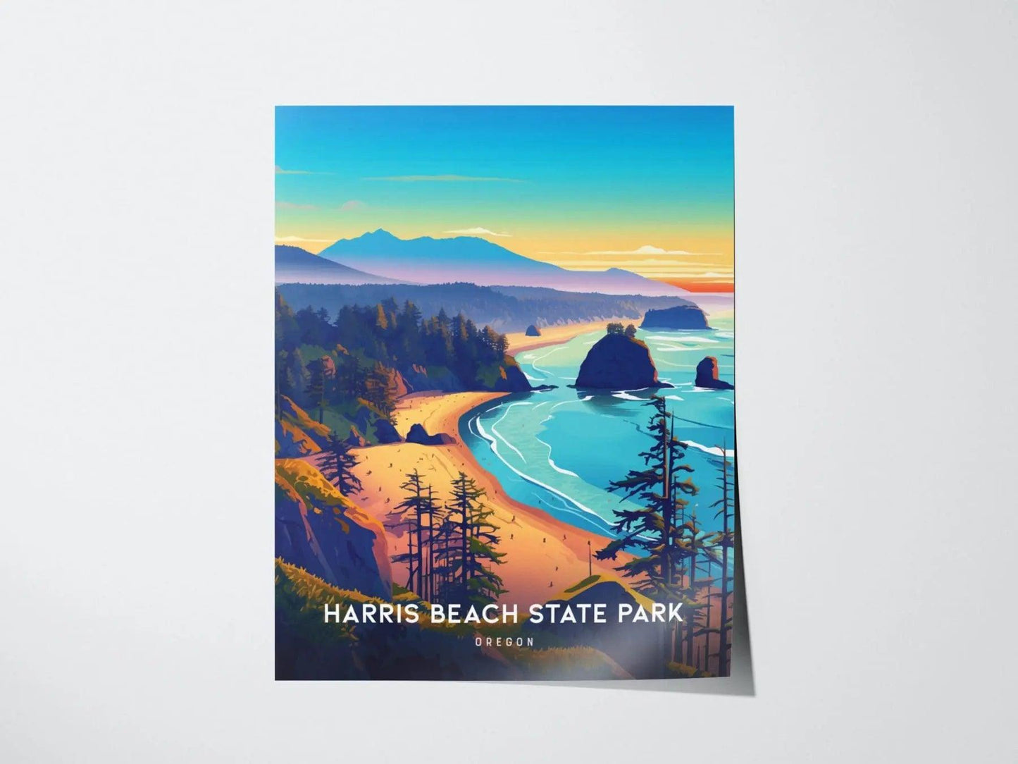 Harris Beach State Park Poster, Oregon Coast Wall Art, Framed/Unframed Harris Beach Print, Landscape Artwork, Pacific Northwest Airbnb Decor - Swell Scenes