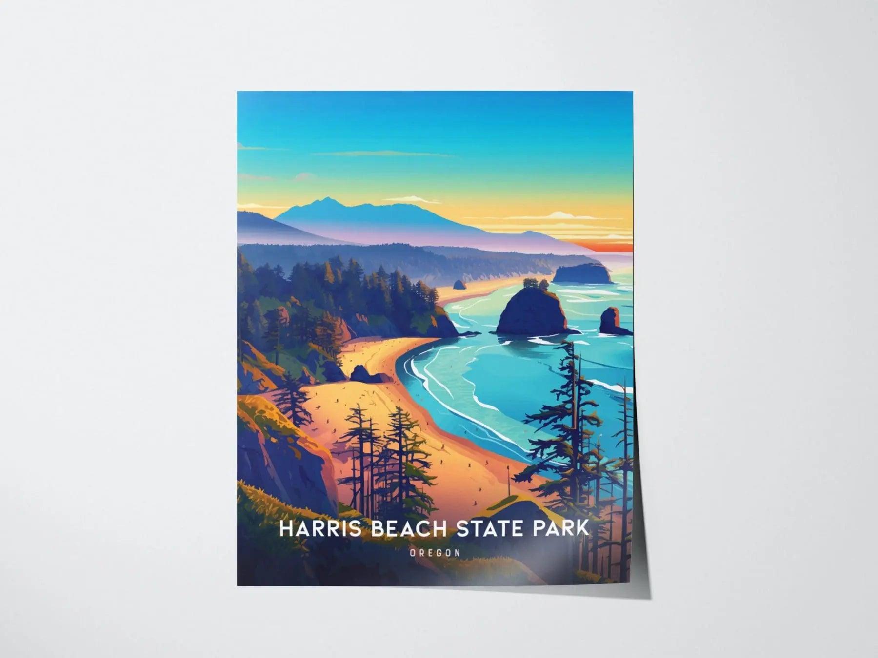 Harris Beach State Park Poster, Oregon Coast Wall Art, Framed/Unframed Harris Beach Print, Landscape Artwork, Pacific Northwest Airbnb Decor - Swell Scenes