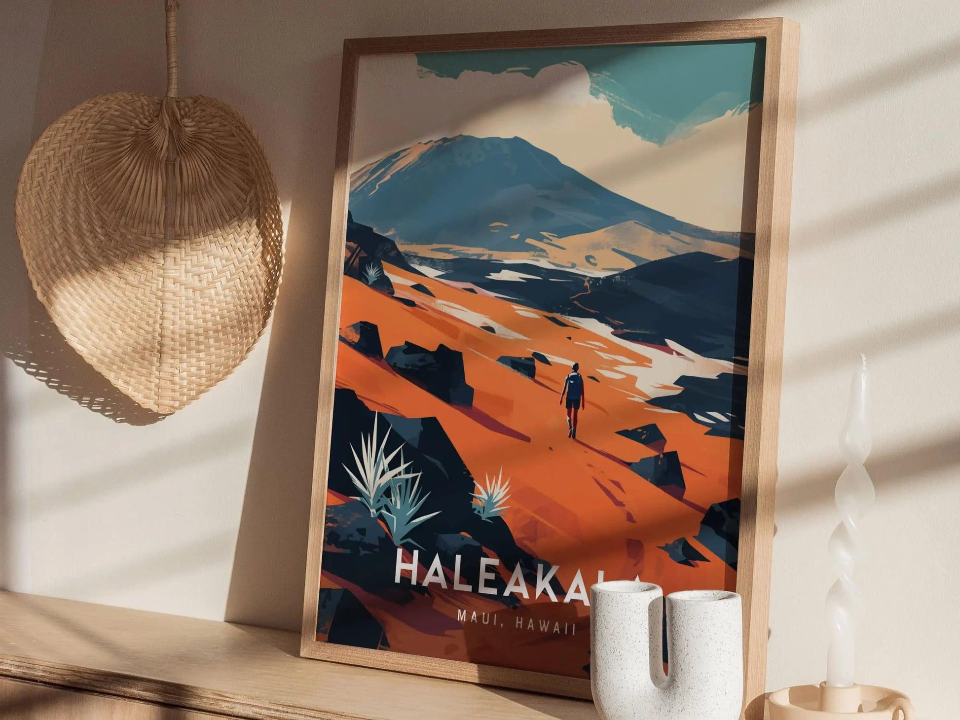 Haleakala National Park, Maui, Hawaii - Wall Art Poster Design Travel Print Hiker Backpacker Adventure Hawaiian Islands Gift - Swell Scenes
