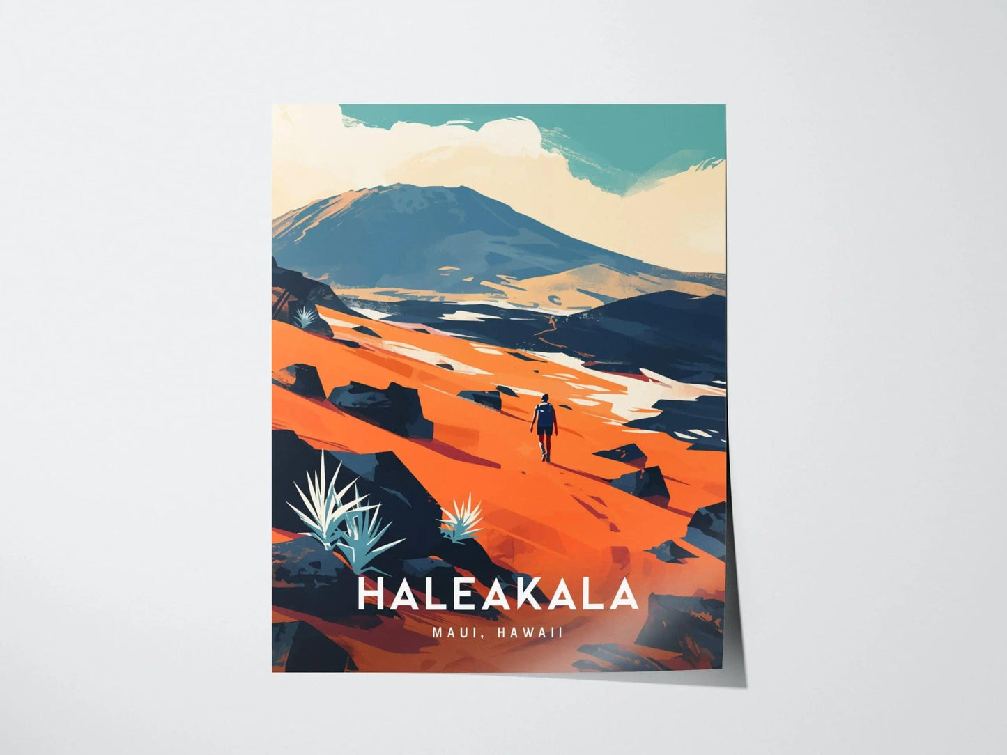 Haleakala National Park, Maui, Hawaii - Wall Art Poster Design Travel Print Hiker Backpacker Adventure Hawaiian Islands Gift - Swell Scenes