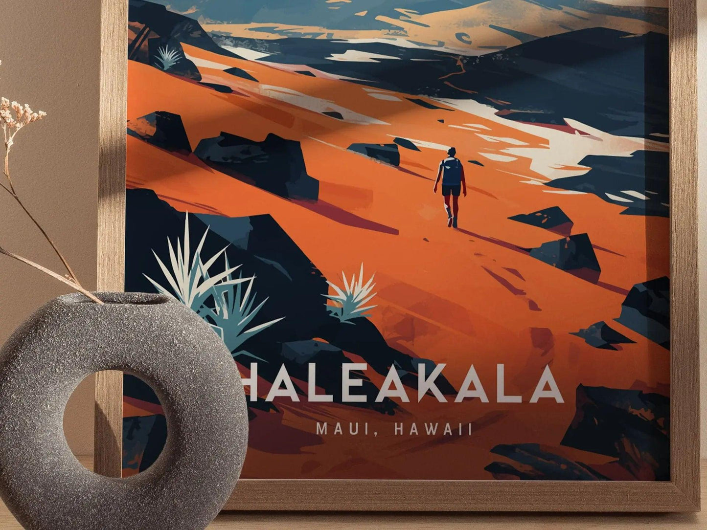 Haleakala National Park, Maui, Hawaii - Wall Art Poster Design Travel Print Hiker Backpacker Adventure Hawaiian Islands Gift - Swell Scenes