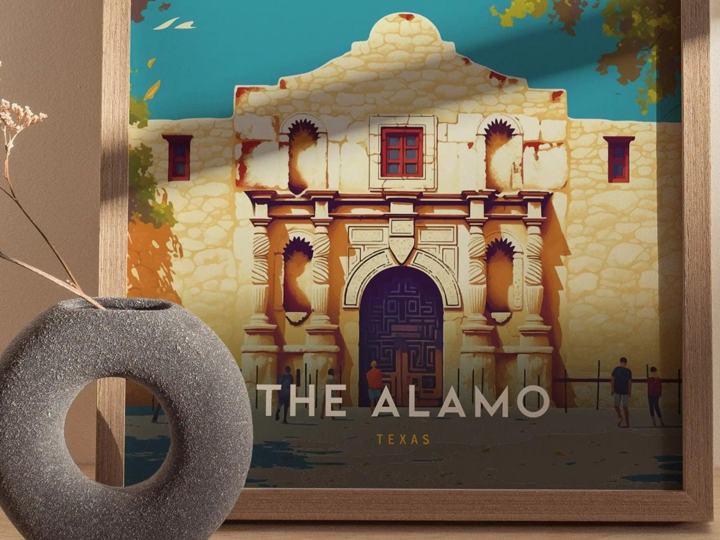 The Alamo Texas Framed Print, San Antonio Texas Poster, The Alamo TX Print, San Antonio Texas Art, Alamo Artwork, San Antonio Airbnb Decor - Swell Scenes