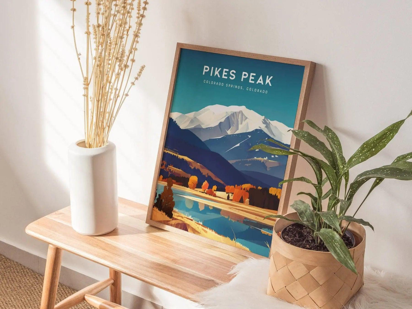 Pikes Peak, Colorado Springs, Colorado - Pikes Peak Wall Art Poster Design Travel Print Mountains Hiker Backpacker Rock Climber Rockies Gift - Swell Scenes