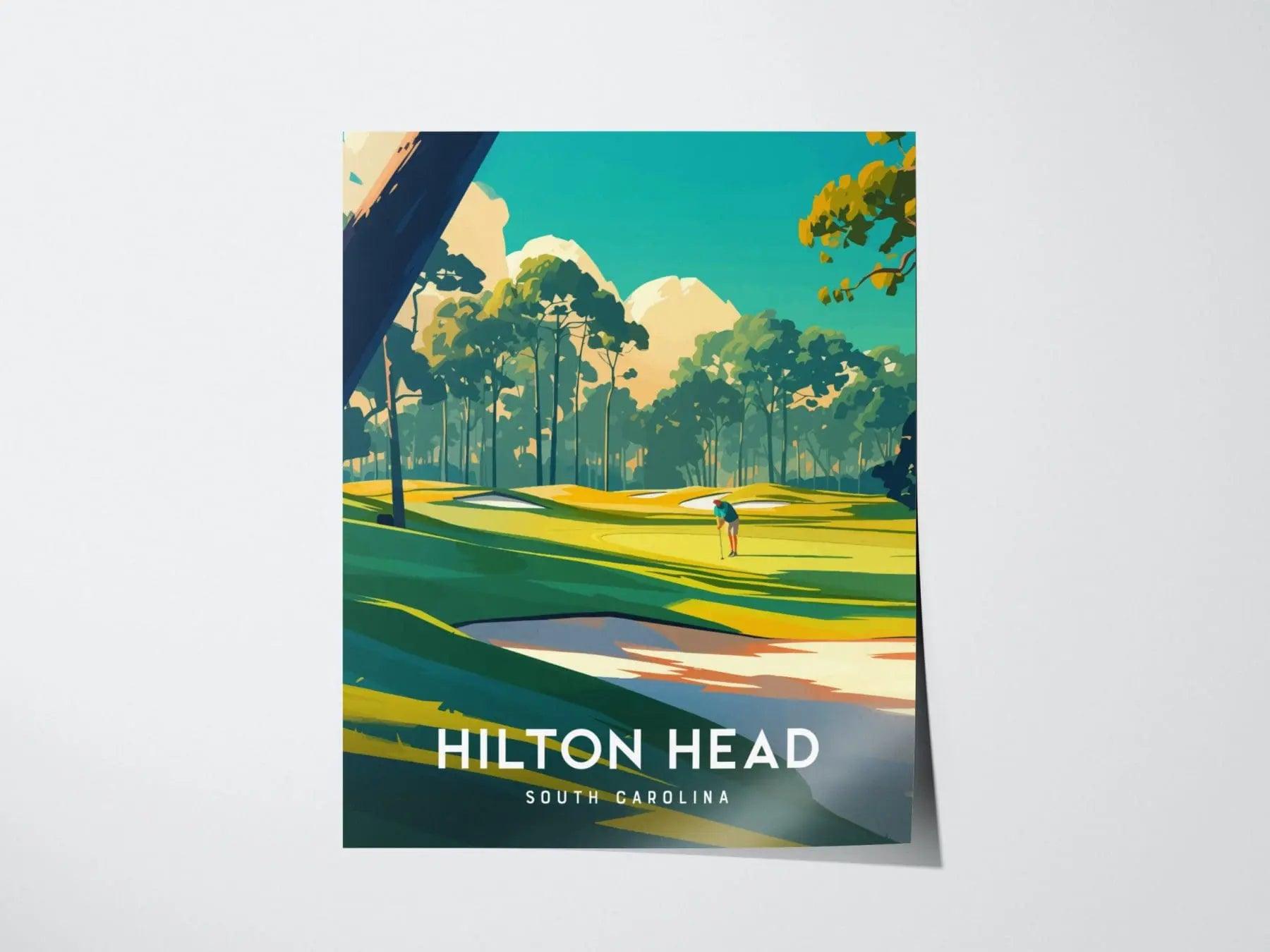 Hilton Head Island Golf, South Carolina - Atlantic Dunes Course Wall Art Golfing Travel Poster Print Southeast Home Decor Golfer Gift Set - Swell Scenes