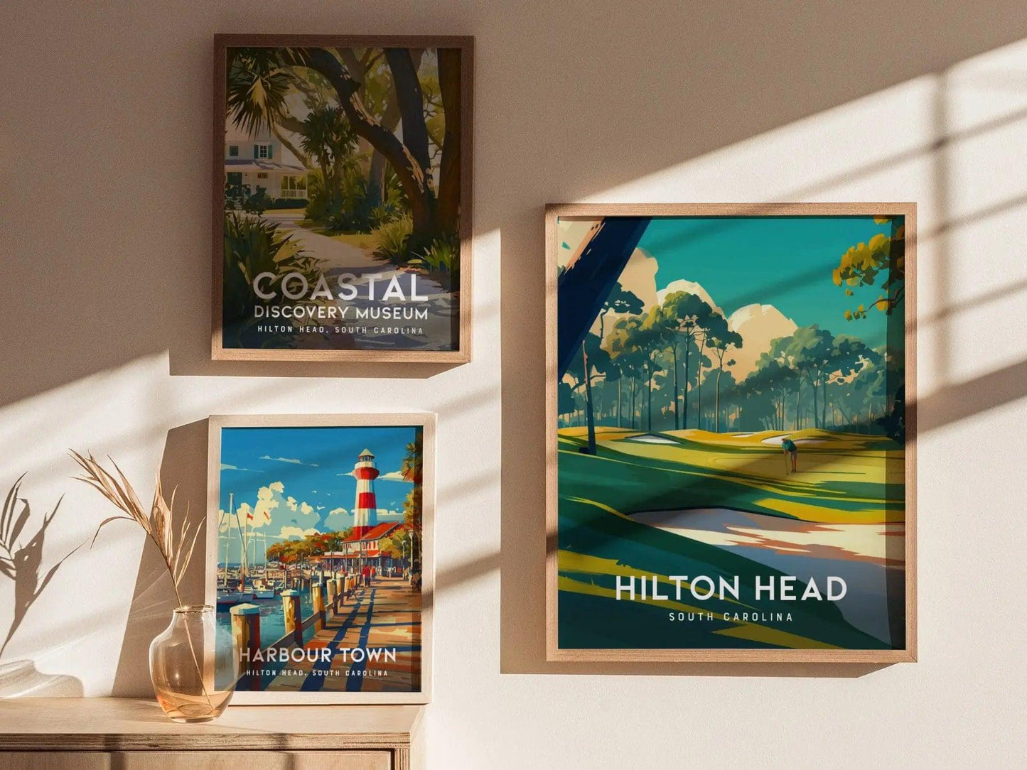 Hilton Head Island Golf, South Carolina - Atlantic Dunes Course Wall Art Golfing Travel Poster Print Southeast Home Decor Golfer Gift Set - Swell Scenes