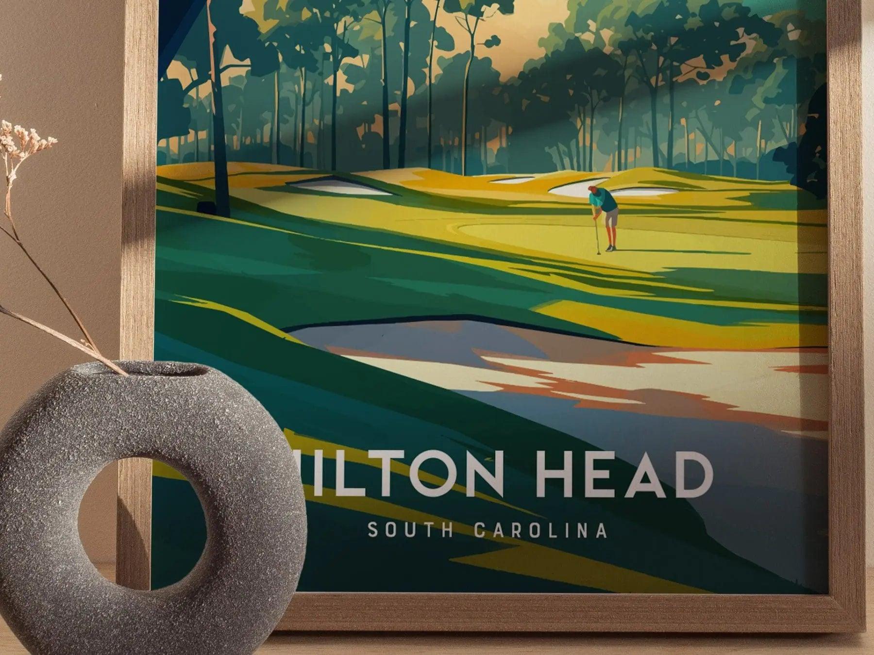 Hilton Head Island Golf, South Carolina - Atlantic Dunes Course Wall Art Golfing Travel Poster Print Southeast Home Decor Golfer Gift Set - Swell Scenes