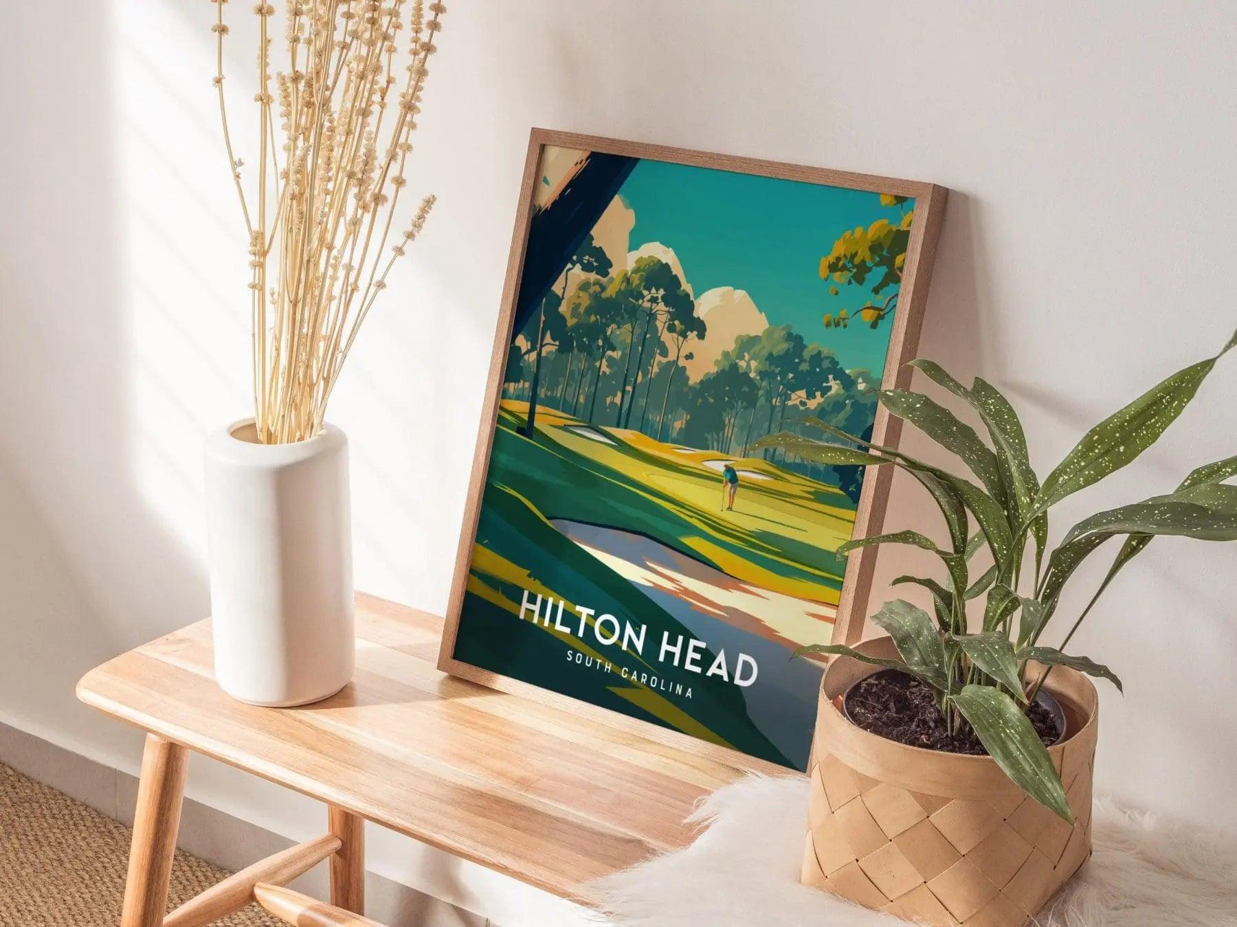 Hilton Head Island Golf, South Carolina - Atlantic Dunes Course Wall Art Golfing Travel Poster Print Southeast Home Decor Golfer Gift Set - Swell Scenes