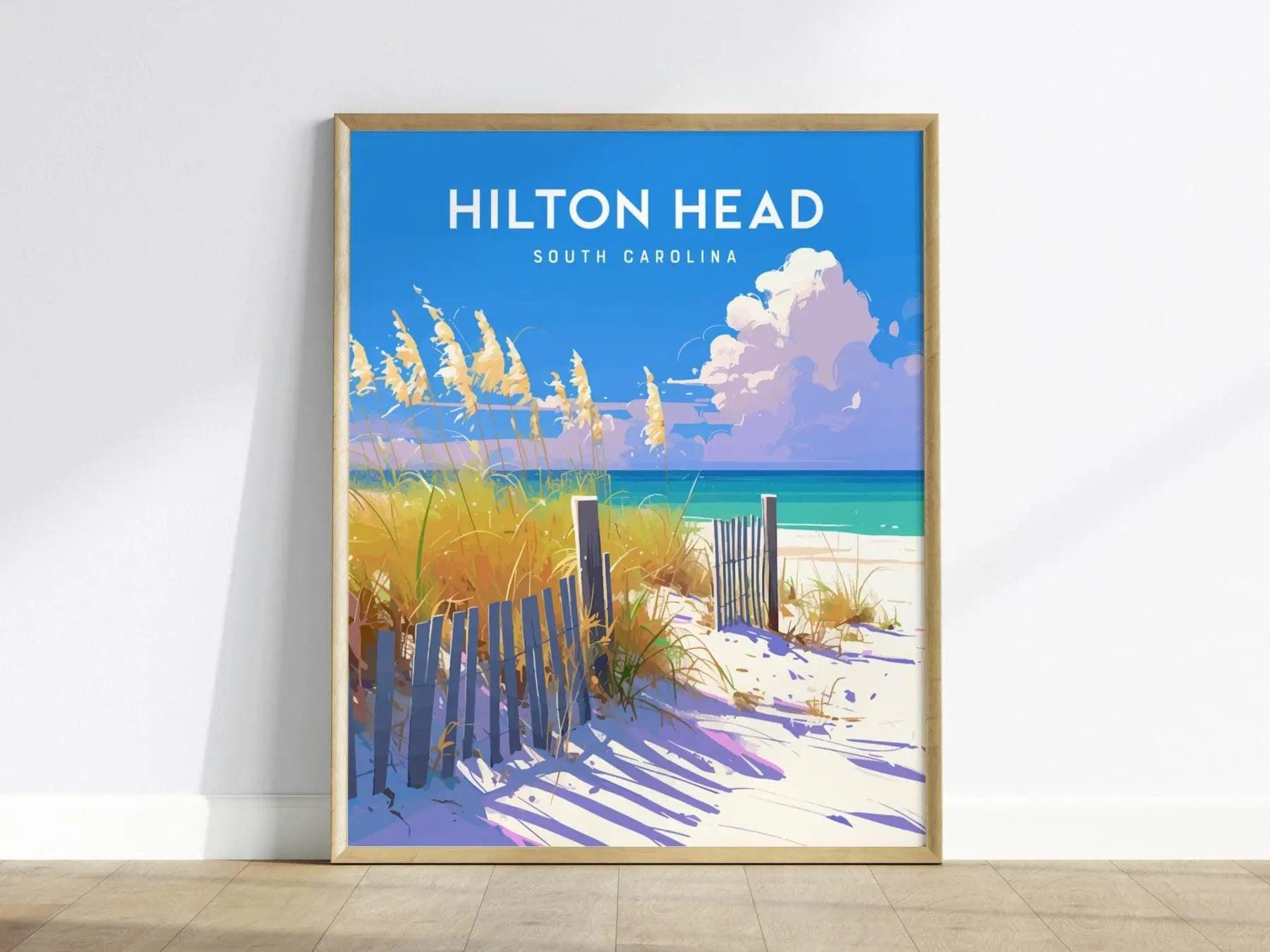 Hilton Head Coligny Beach, South Carolina - Folly Field Park Wall Art Island Travel Poster Print Southeast Home Decor Ocean House Gift Set - Swell Scenes