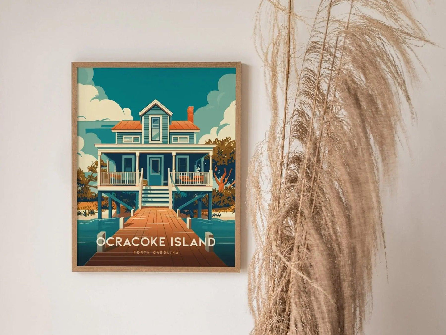 Ocracoke Island Framed Print, Outer Banks Ocracoke Island Poster, Outer Banks NC Print, Ocracoke Island Art, Outer Banks Airbnb Home Decor - Swell Scenes