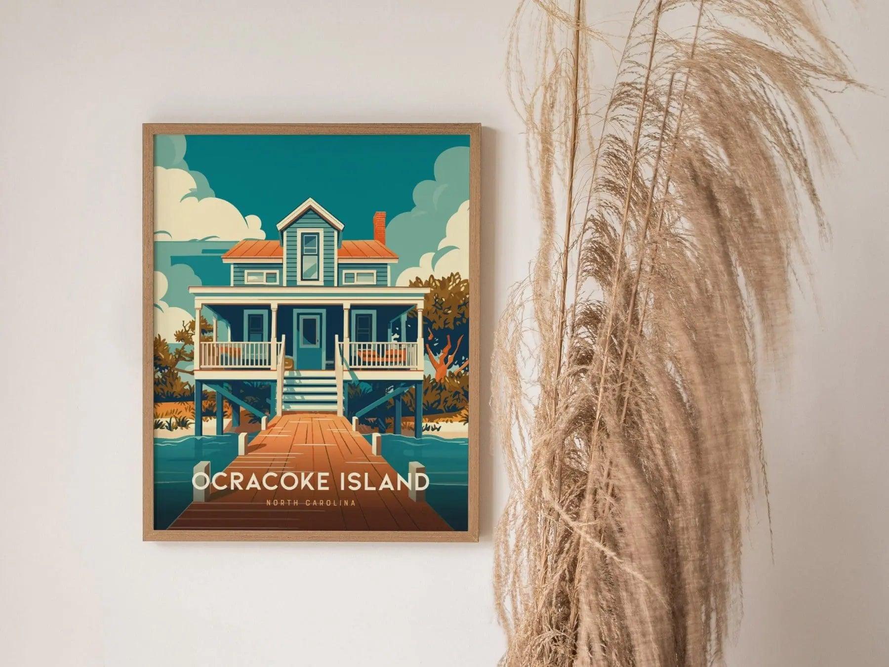 Ocracoke Island Framed Print, Outer Banks Ocracoke Island Poster, Outer Banks NC Print, Ocracoke Island Art, Outer Banks Airbnb Home Decor - Swell Scenes