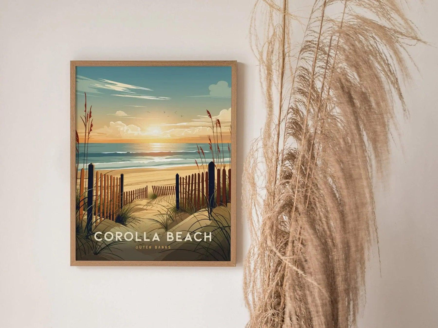 Corolla Beach Outer Banks Framed Wall Art, North Carolina Corolla Beach Poster, OBX Surfing Unframed Print, Corolla Beach Airbnb Decor Art - Swell Scenes