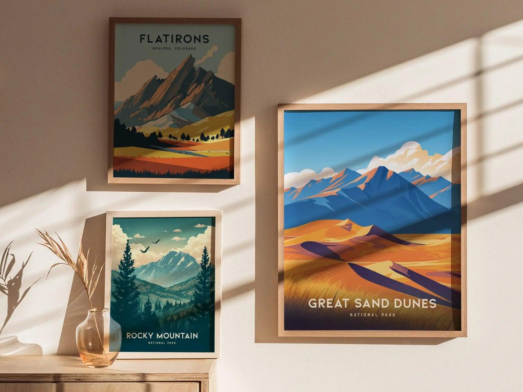 Great Sand Dunes National Park Poster, Colorado Dunes Wall Art, Framed/Unframed Landscape Print, Desert Mountain Decor, National Park Gift - Swell Scenes