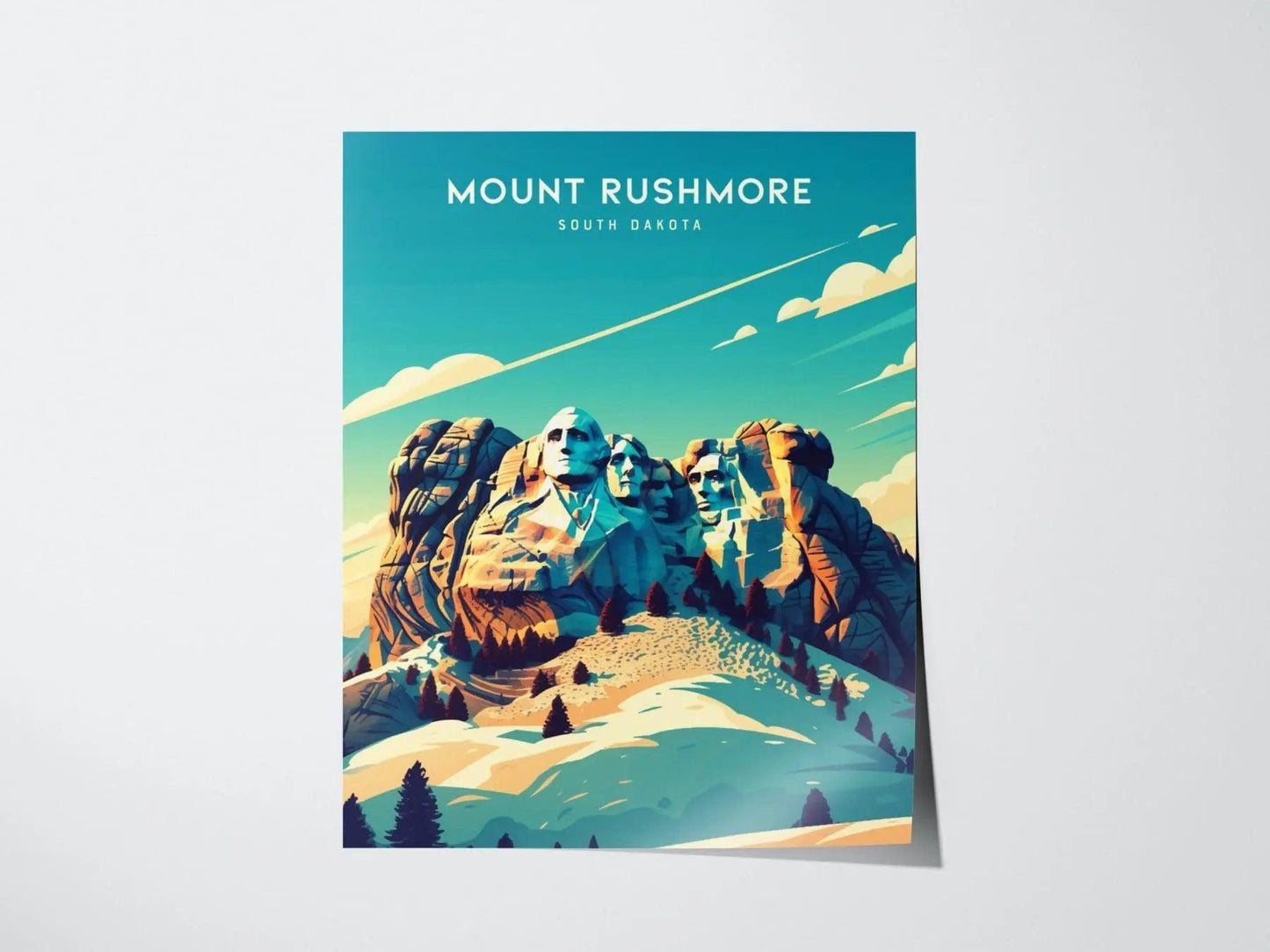 Mount Rushmore Poster, South Dakota Landmark Wall Art, Framed/Unframed Presidential Monument Print, National Memorial Decor, US History Gift - Swell Scenes