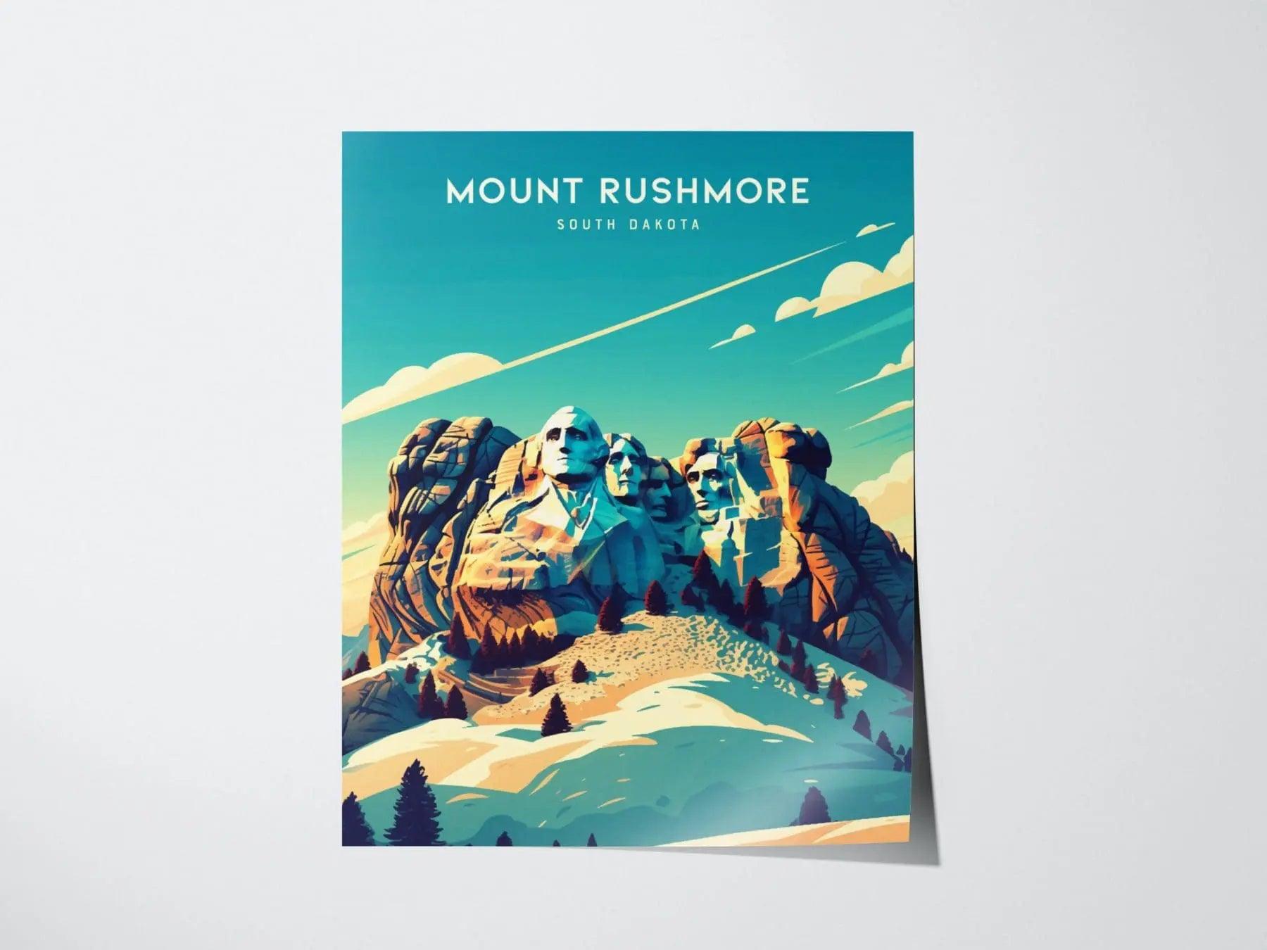 Mount Rushmore Poster, South Dakota Landmark Wall Art, Framed/Unframed Presidential Monument Print, National Memorial Decor, US History Gift - Swell Scenes