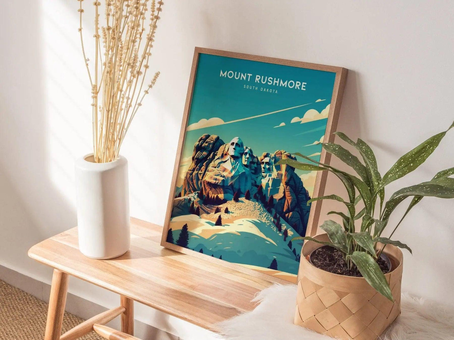 Mount Rushmore Poster, South Dakota Landmark Wall Art, Framed/Unframed Presidential Monument Print, National Memorial Decor, US History Gift - Swell Scenes