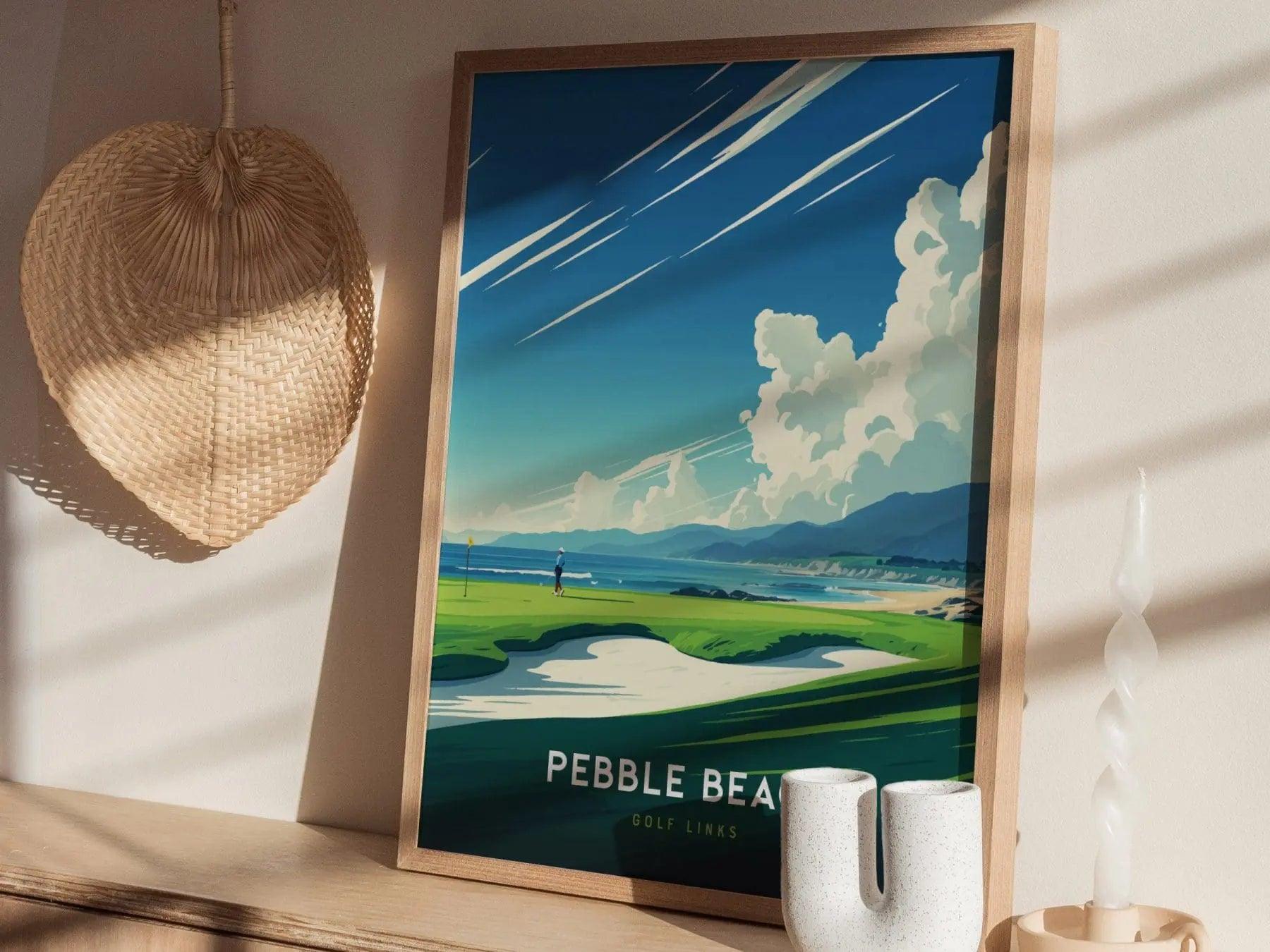 Pebble Beach Golf Links Poster, California Golf Course Wall Art, Framed/Unframed Golf Landscape Print, Golfer Gift, Pebble Beach Decor - Swell Scenes