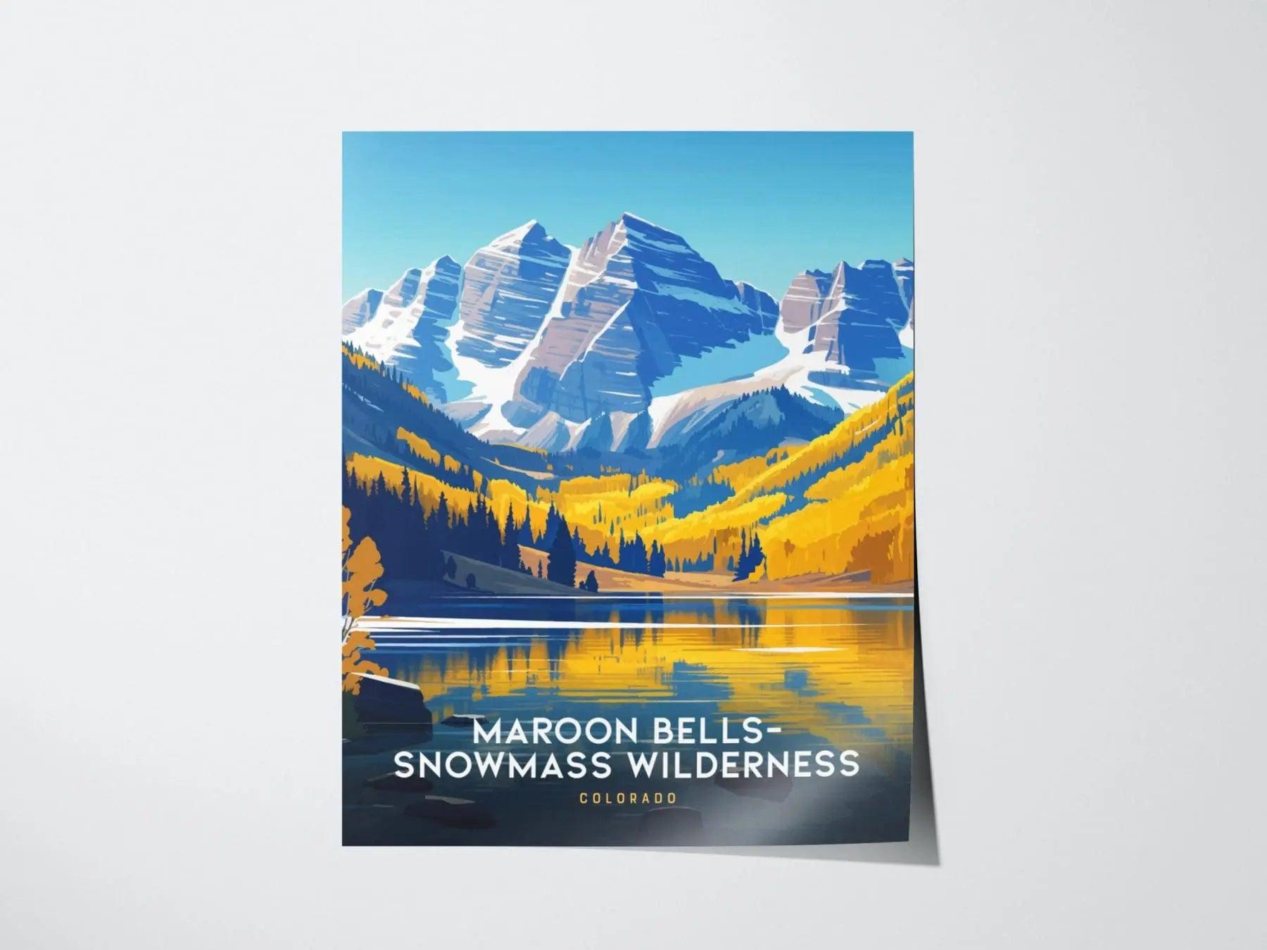 Maroon Bells-Snowmass Wilderness Poster, Colorado Mountain Scenery Wall Art, Framed/Unframed Nature Print, Hiker Gift, Wilderness Home Decor - Swell Scenes