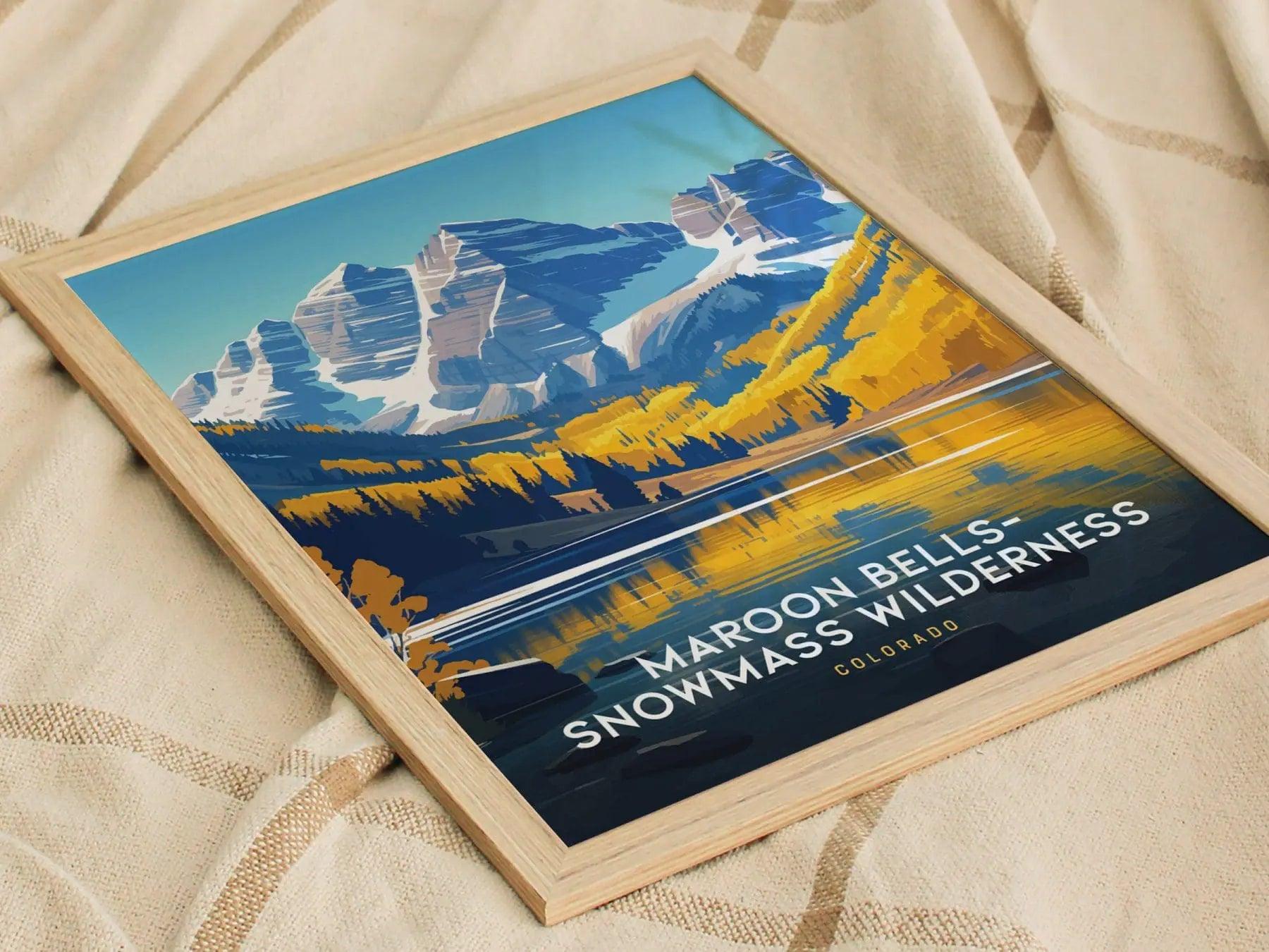 Maroon Bells-Snowmass Wilderness Poster, Colorado Mountain Scenery Wall Art, Framed/Unframed Nature Print, Hiker Gift, Wilderness Home Decor - Swell Scenes