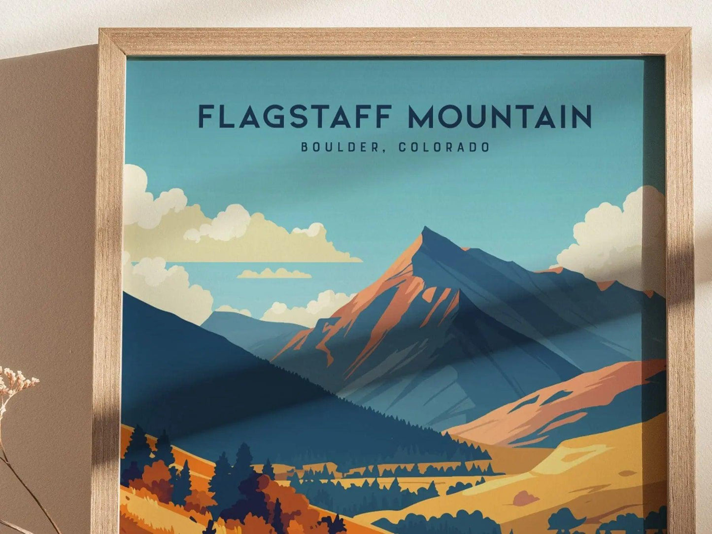 Flagstaff Mountain, Boulder, Colorado - Flagstaff Wall Art Poster Design Travel Print Mountains Hiker Backpacker Rock Climber Rockies Gift - Swell Scenes