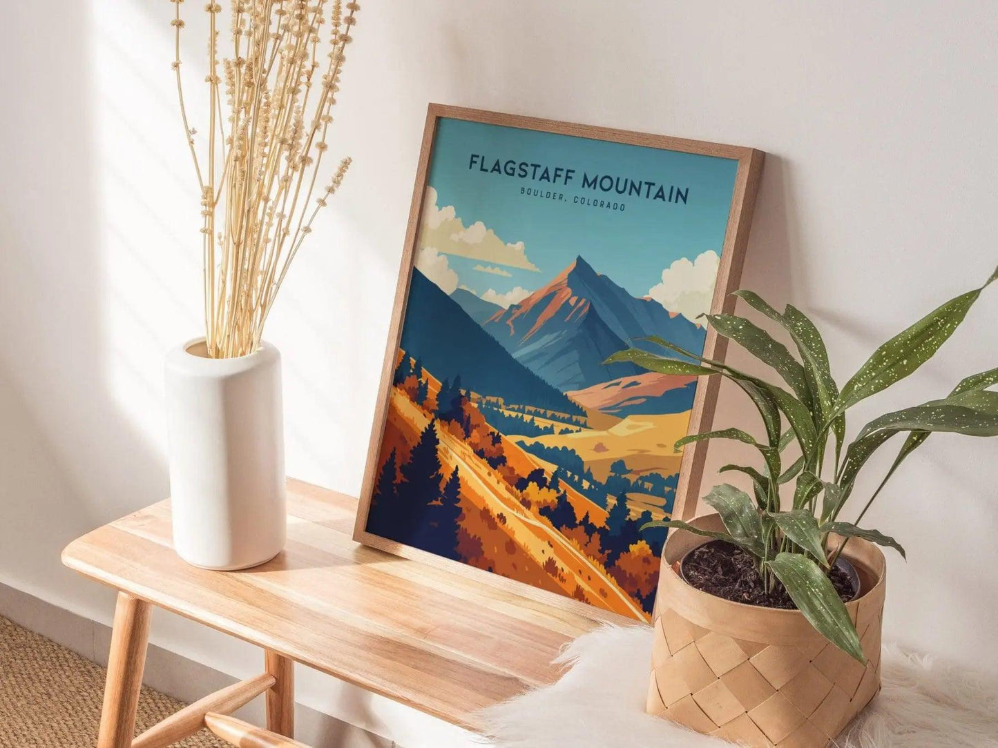 Flagstaff Mountain, Boulder, Colorado - Flagstaff Wall Art Poster Design Travel Print Mountains Hiker Backpacker Rock Climber Rockies Gift - Swell Scenes