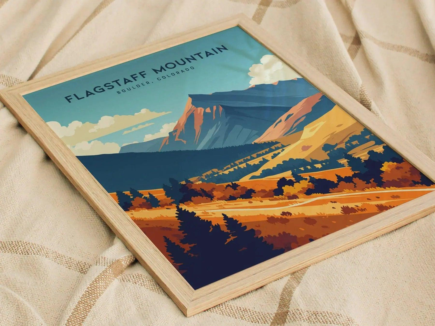 Flagstaff Mountain, Boulder, Colorado - Flagstaff Wall Art Poster Design Travel Print Mountains Hiker Backpacker Rock Climber Rockies Gift - Swell Scenes