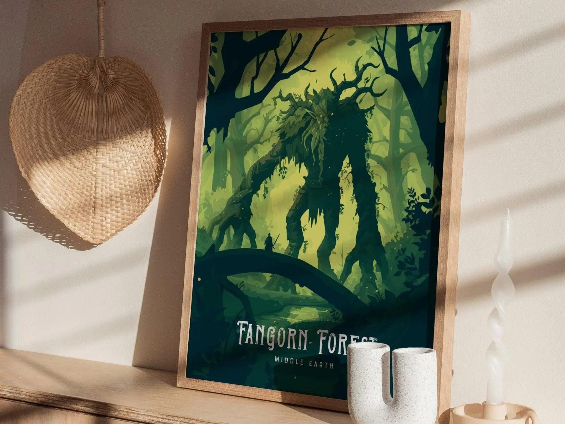 Fangorn Forest Middle Earth Framed Wall Art | Lord Of The Rings Poster | Treebeard Ent Artwork Print | Tolkien Set Fantasy LOTR Home Decor - Swell Scenes