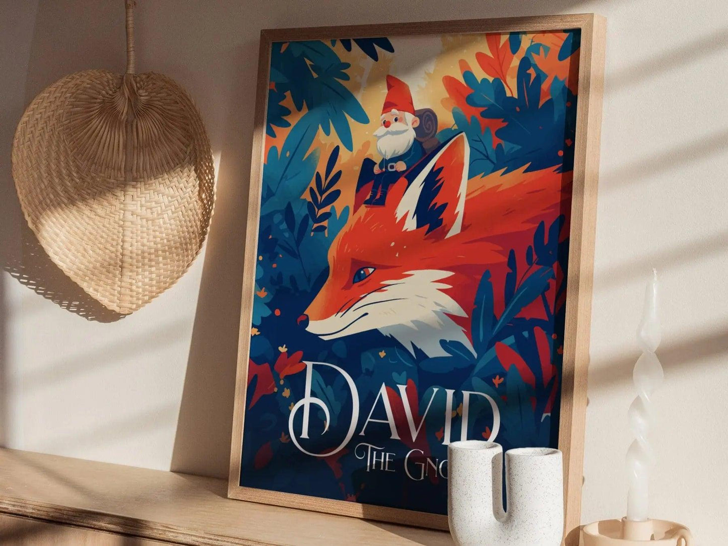 David The Gnome, 80s Nostalgia, Framed Wall Art | Cute Classic Cartoon TV Series Poster 1980s Kids Folklore Gnomes Fantasy Home Decor Gift - Swell Scenes