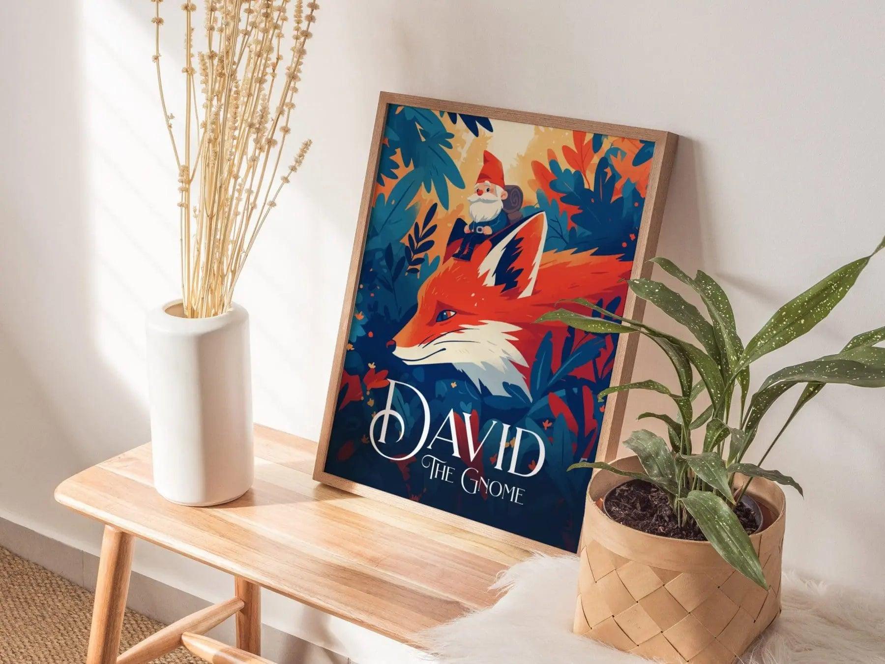 David The Gnome, 80s Nostalgia, Framed Wall Art | Cute Classic Cartoon TV Series Poster 1980s Kids Folklore Gnomes Fantasy Home Decor Gift - Swell Scenes