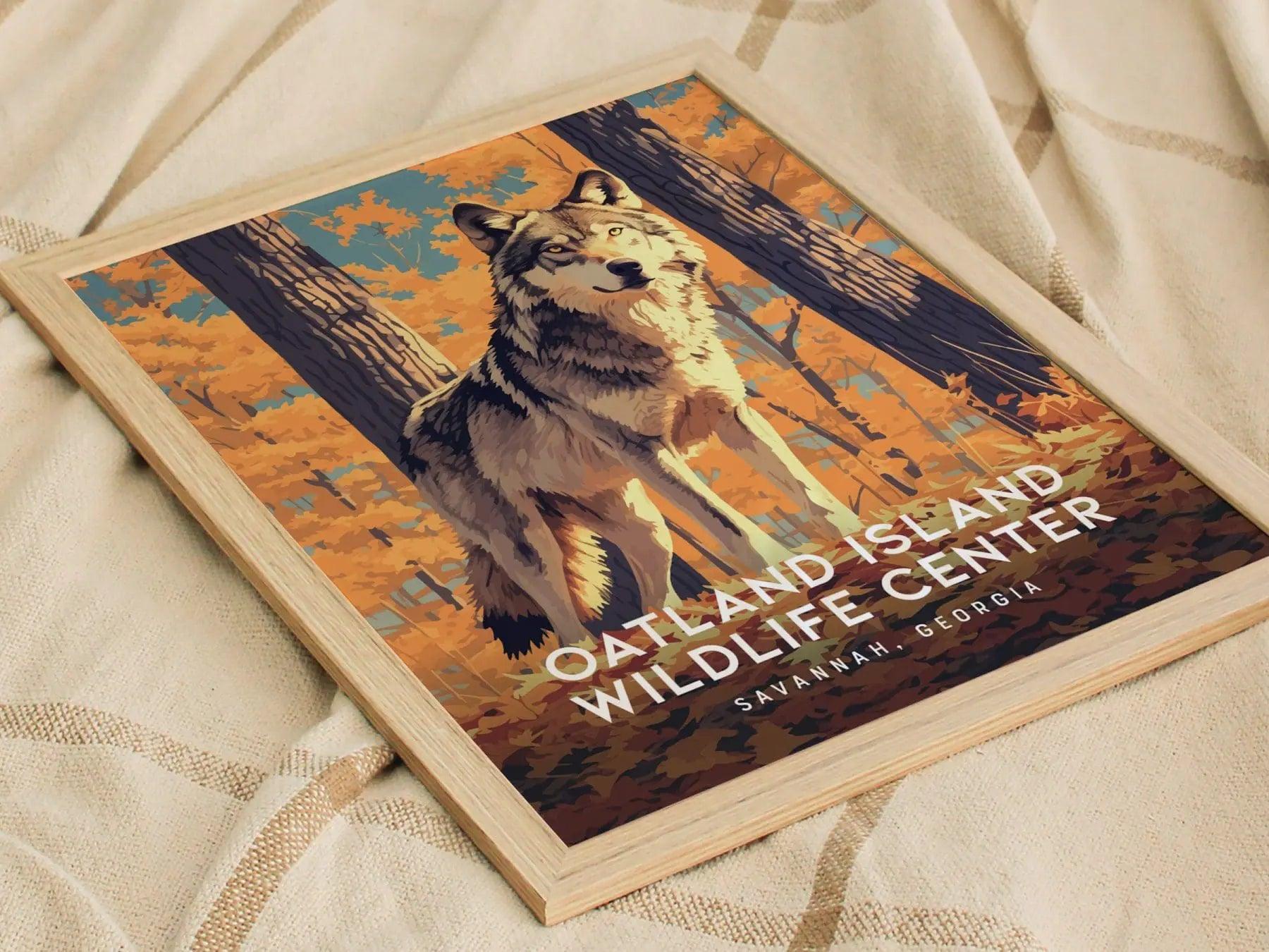 Oatland Island Wildlife Center, Savannah, Georgia - Wolf Art Southern Nature Wall Artwork Poster Design Travel Print Home Decor Gift Set - Swell Scenes