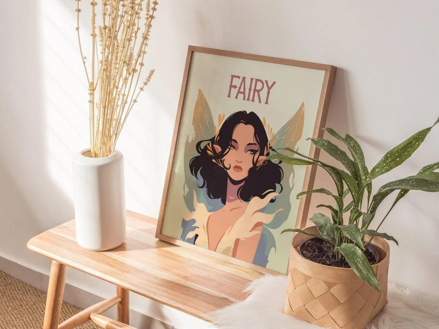 Fairy Fantasy Portrait Framed Wall Art, LOTR Fan Gift, Faerie Wiccan Room Decor, Mythical Folklore Pixie Fairycore Cottagecore Fae Poster - Swell Scenes