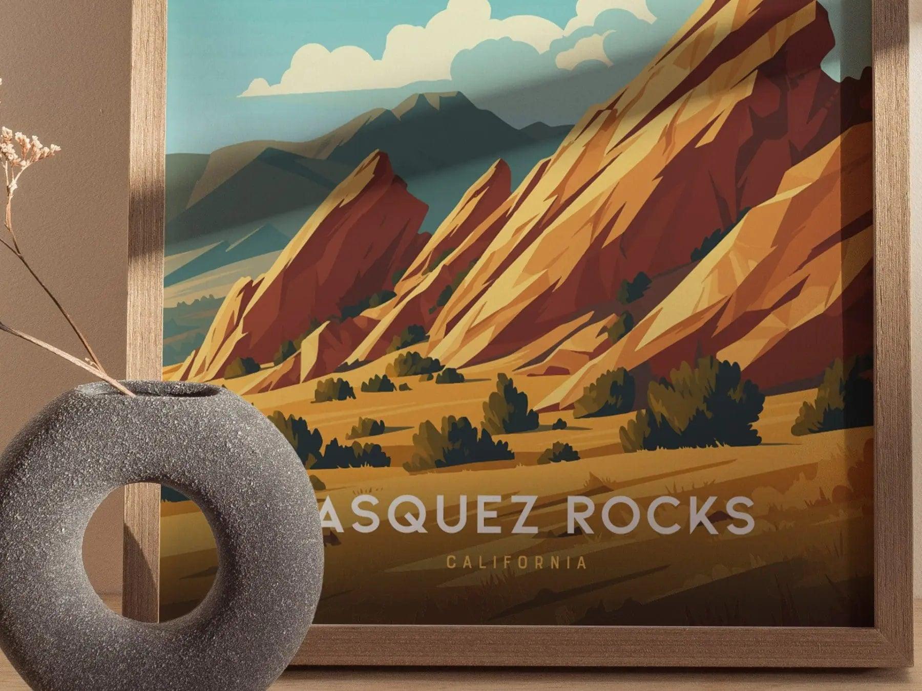 Vasquez Rocks Poster, California Nature Landmark Art, Framed/Unframed Geological Print, Star Trek Filming Location Decor, Trekkie Gift - Swell Scenes