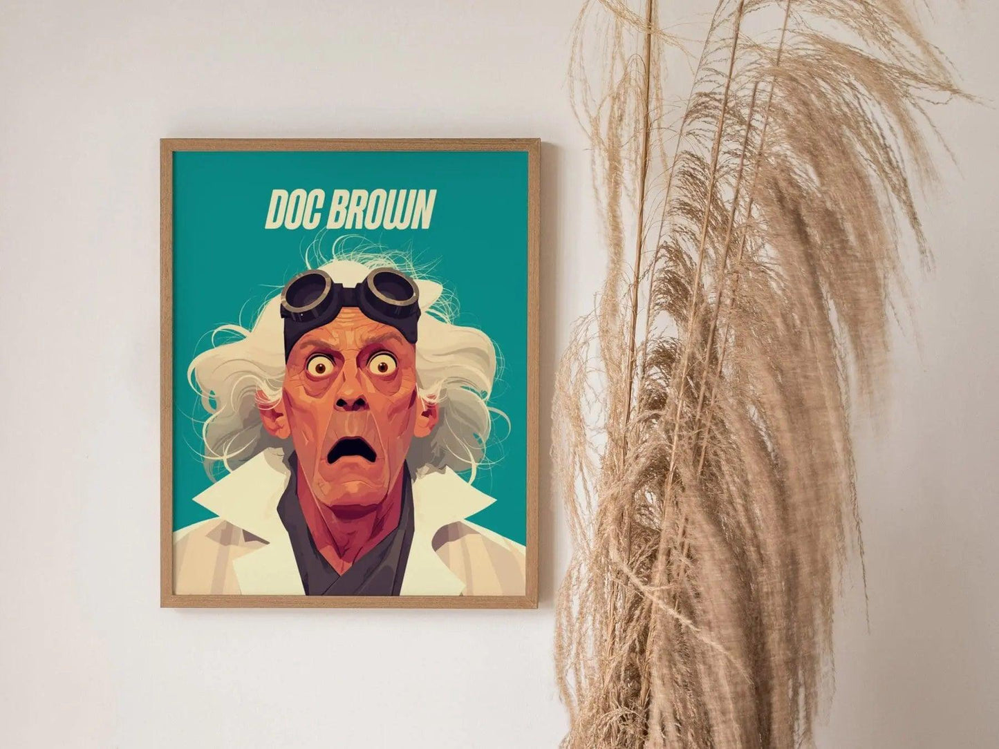 Doc Brown Back To The Future Framed Wall Art | Classic 80s Scifi Movie Poster | Christopher Lloyd Fan Nostalgic Sci-Fi Film Decor Gift Set - Swell Scenes