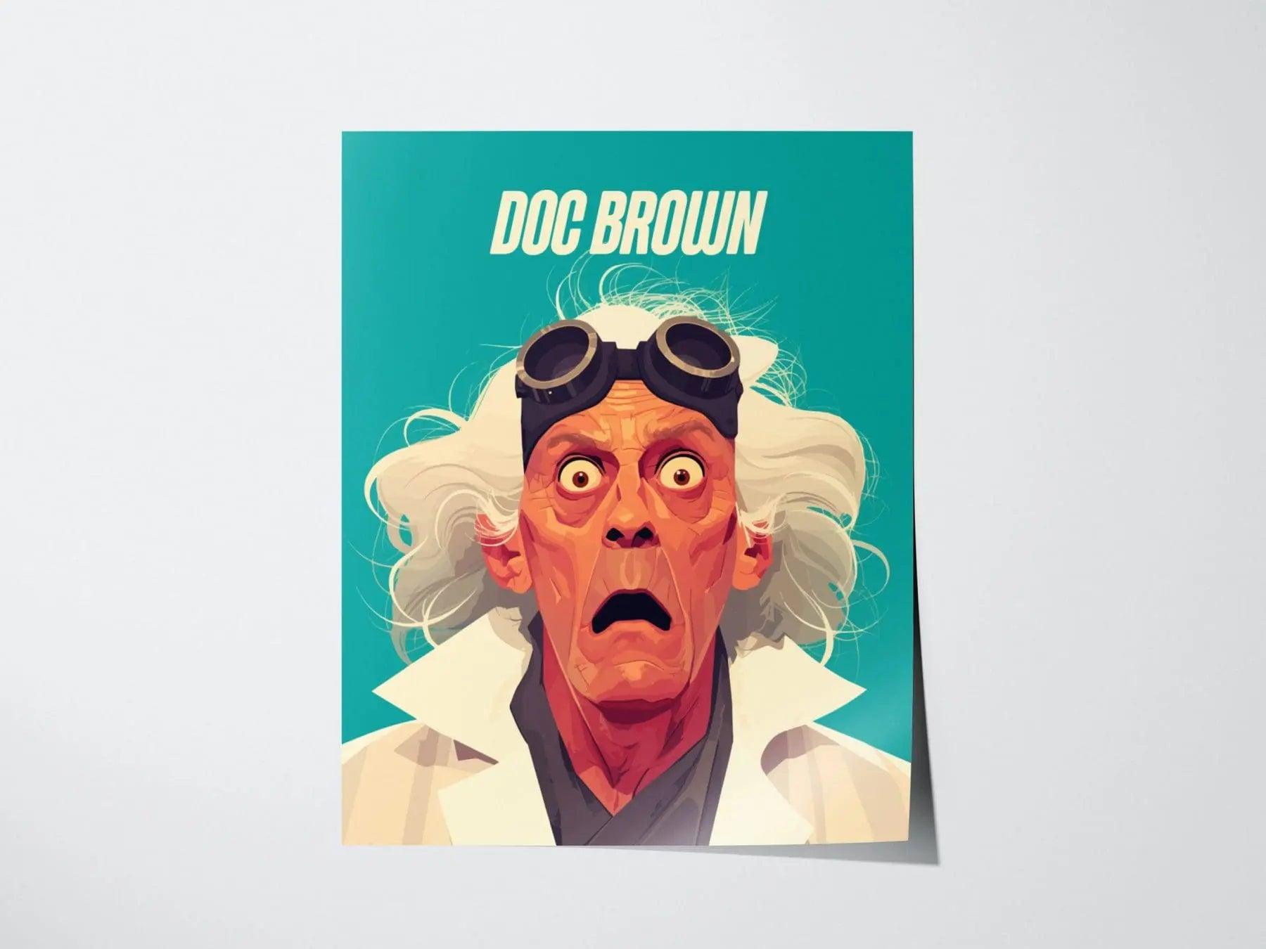 Doc Brown Back To The Future Framed Wall Art | Classic 80s Scifi Movie Poster | Christopher Lloyd Fan Nostalgic Sci-Fi Film Decor Gift Set - Swell Scenes