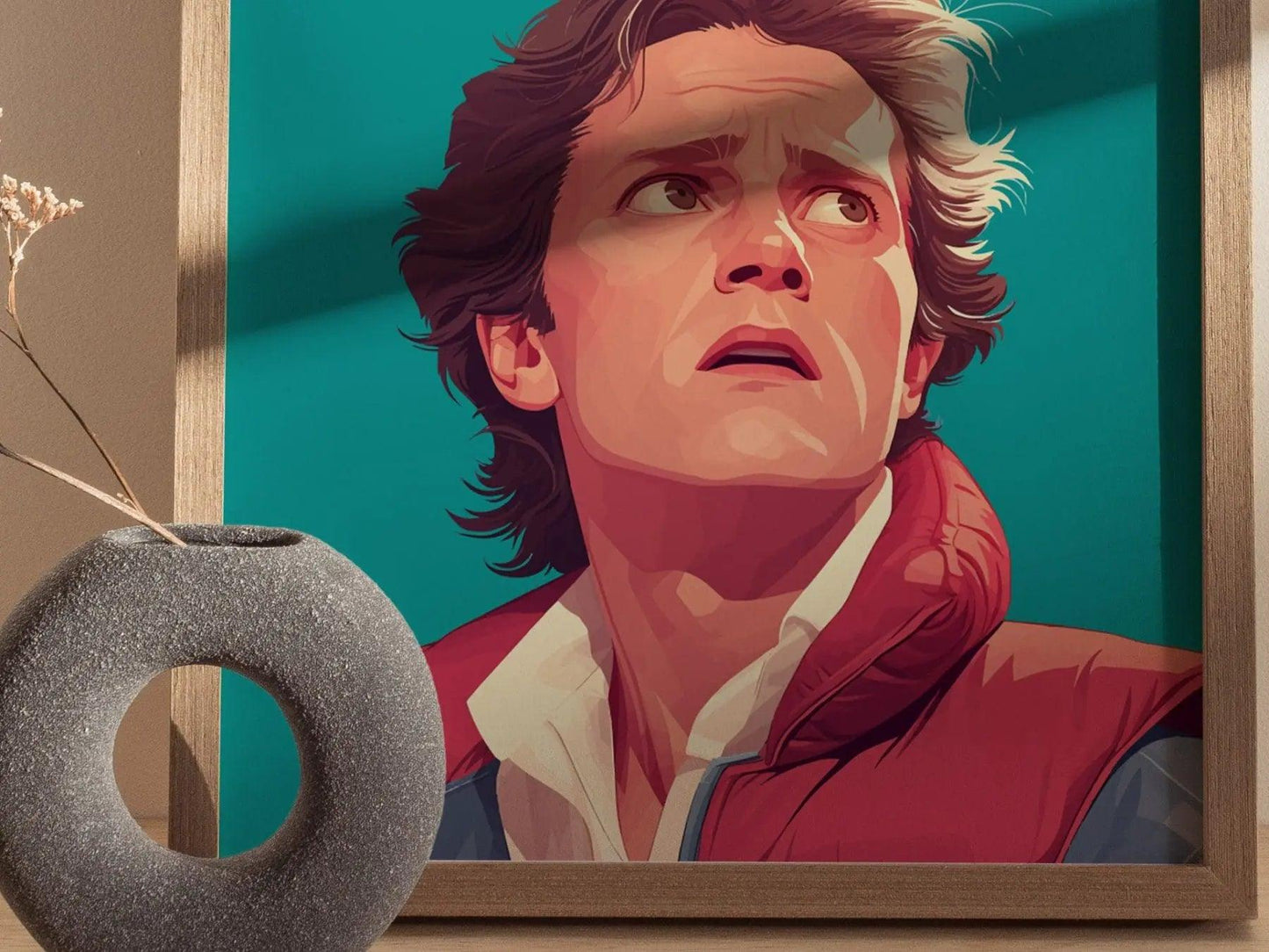 Marty McFly Portrait Back To The Future Framed Wall Art | 80s Scifi Movie Fan Poster | Nostalgic Sci-Fi Film Theater Room Decor Gift Set - Swell Scenes