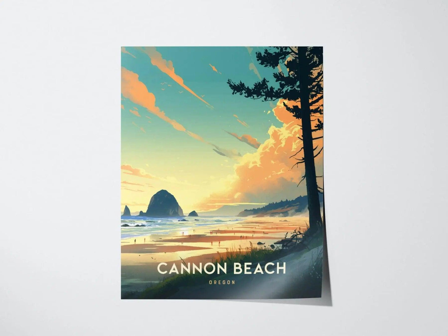 Cannon Beach Oregon Poster, Framed/Unframed Coastal Landscape Print, Haystack Rock Wall Art, Pacific Northwest Beach Decor, Coastal Airbnb - Swell Scenes