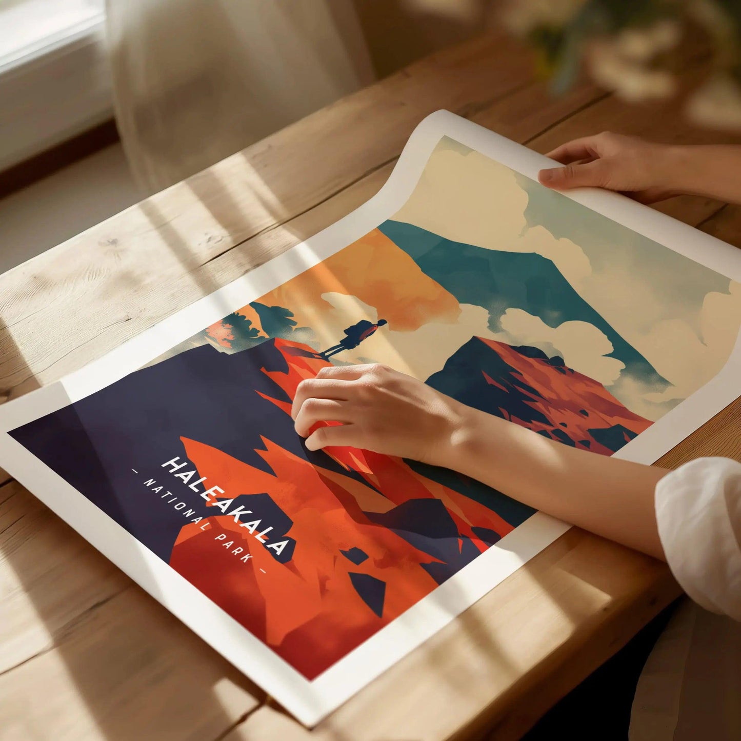 Haleakala National Park Minimalist Series Framed Wall Art, Maui Hawaii Volcano Nature Vintage Poster Minimal Home Decor Backpacker Gift Set - Swell Scenes