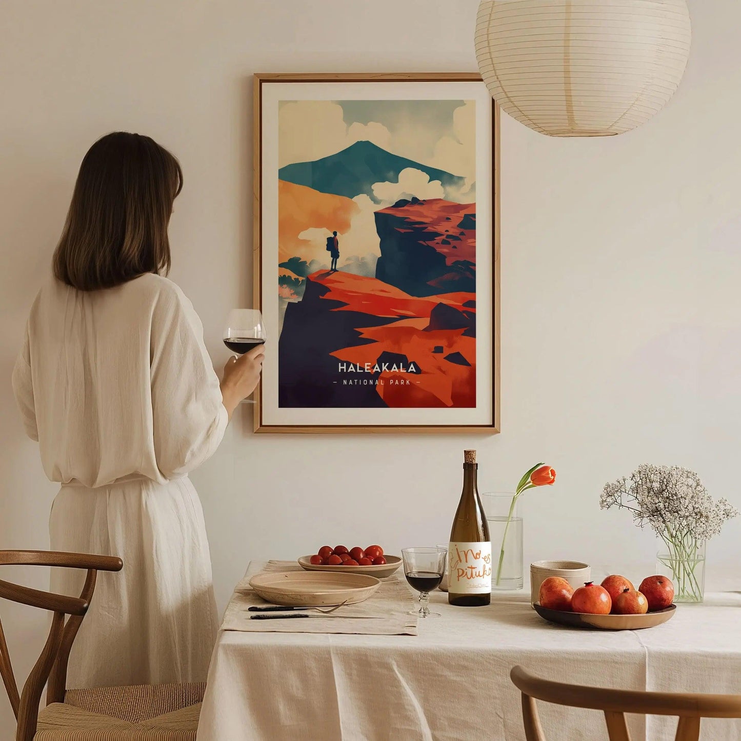 Haleakala National Park Minimalist Series Framed Wall Art, Maui Hawaii Volcano Nature Vintage Poster Minimal Home Decor Backpacker Gift Set - Swell Scenes