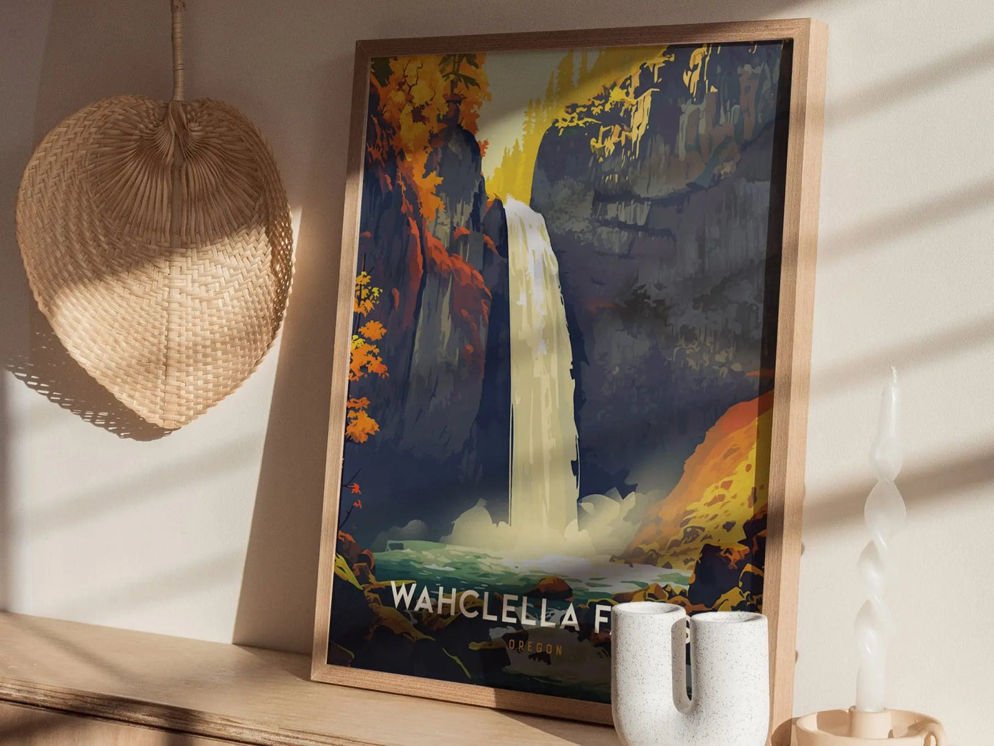 Wahclella Falls Oregon Poster, Waterfall Wall Art, Framed/Unframed Wahclella Print, Pacific Northwest Nature Poster, Coastal Airbnb Decor - Swell Scenes
