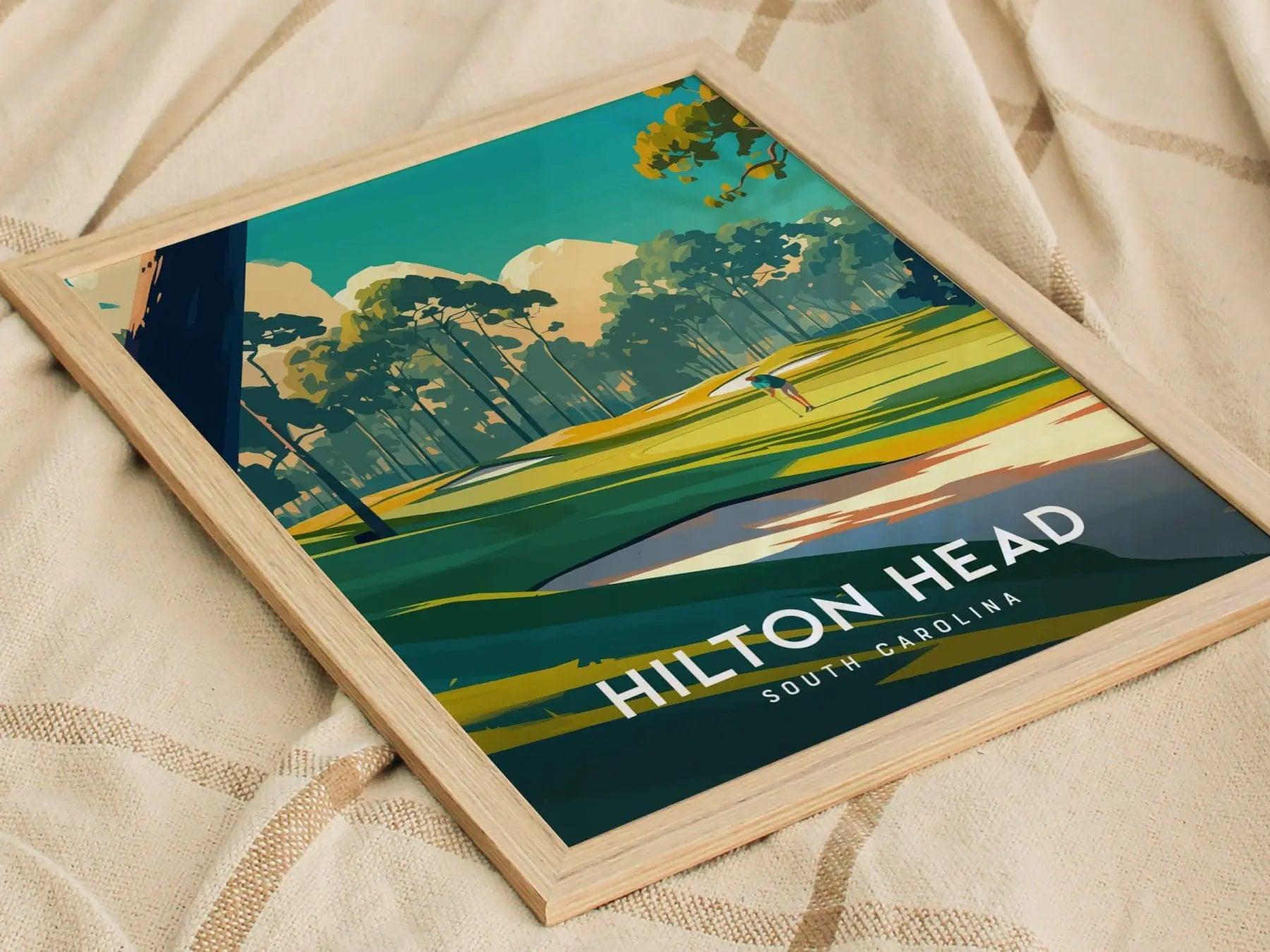 Hilton Head Island Golf, South Carolina - Atlantic Dunes Course Wall Art Golfing Travel Poster Print Southeast Home Decor Golfer Gift Set - Swell Scenes