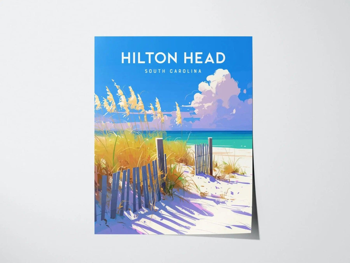 Hilton Head Coligny Beach, South Carolina - Folly Field Park Wall Art Island Travel Poster Print Southeast Home Decor Ocean House Gift Set - Swell Scenes