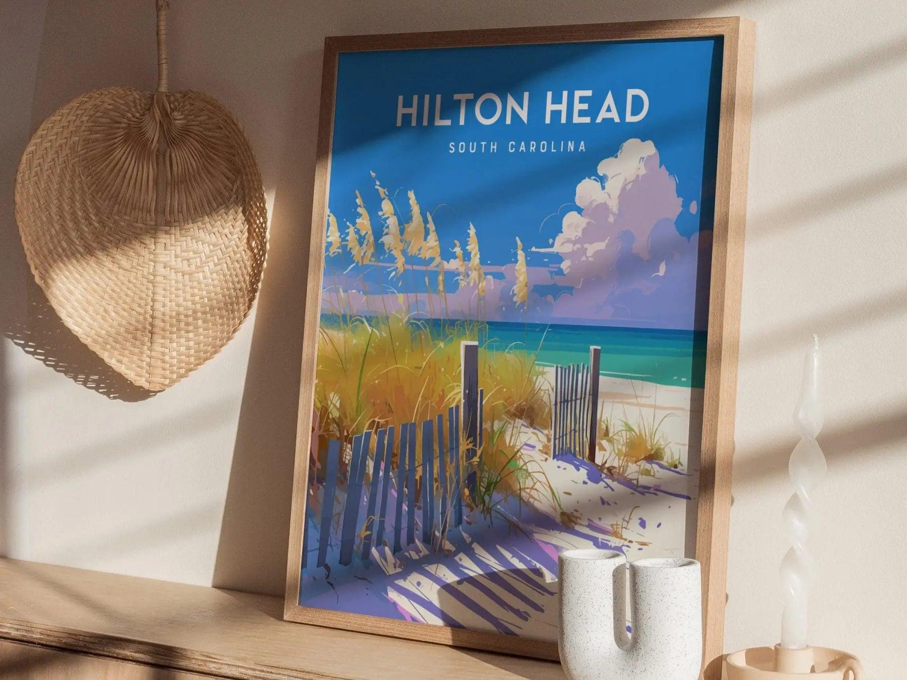 Hilton Head Coligny Beach, South Carolina - Folly Field Park Wall Art Island Travel Poster Print Southeast Home Decor Ocean House Gift Set - Swell Scenes