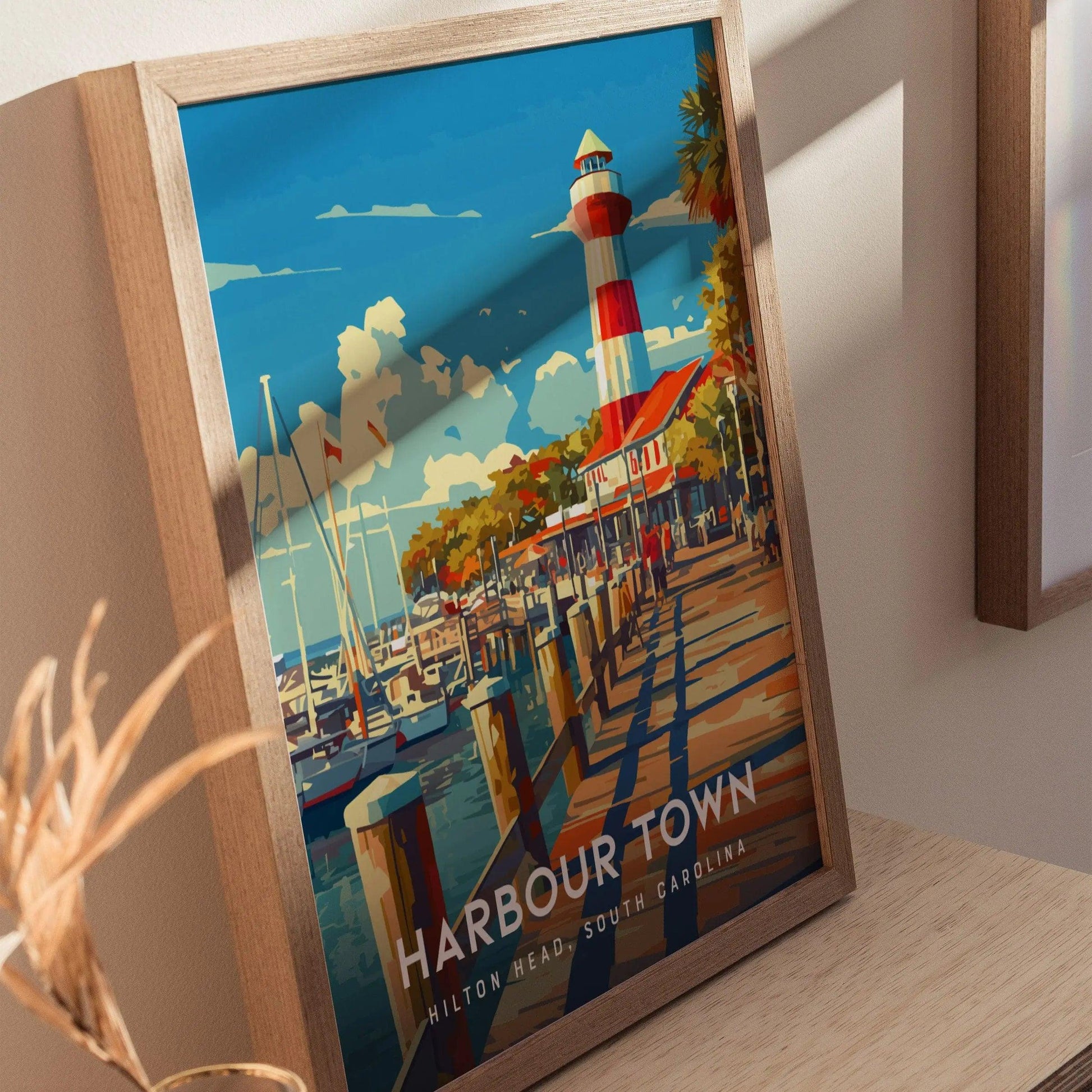 Harbour Town Lighthouse, Hilton Head Island, South Carolina Wall Art SC Nautical Travel Poster Print Southeast Beach Home Decor Gift Set - Swell Scenes