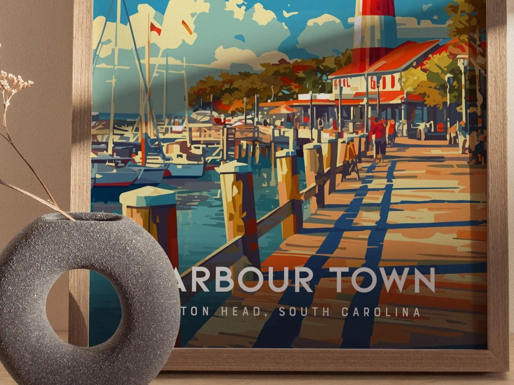 Harbour Town Lighthouse, Hilton Head Island, South Carolina Wall Art SC Nautical Travel Poster Print Southeast Beach Home Decor Gift Set - Swell Scenes
