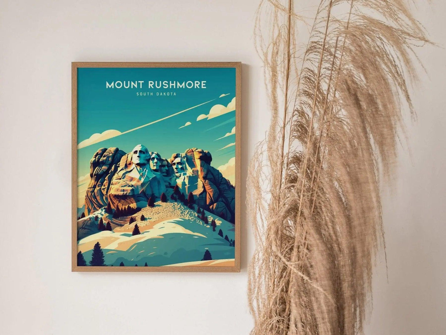 Mount Rushmore Poster, South Dakota Landmark Wall Art, Framed/Unframed Presidential Monument Print, National Memorial Decor, US History Gift - Swell Scenes