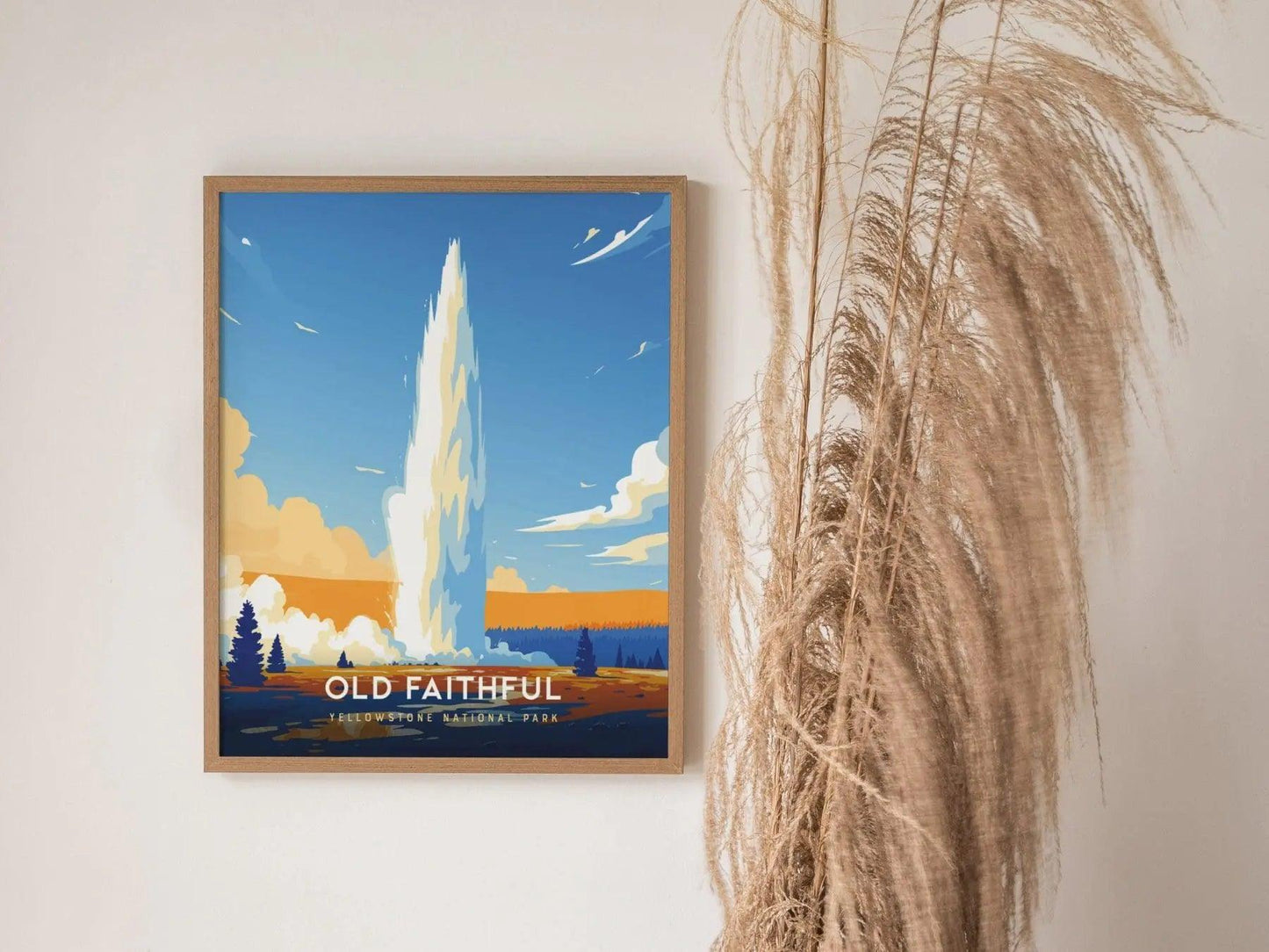 Old Faithful Geyser Poster, Yellowstone National Park Art, Framed/Unframed Nature Print, Geyser Eruption Wall Decor, National Park Souvenir - Swell Scenes