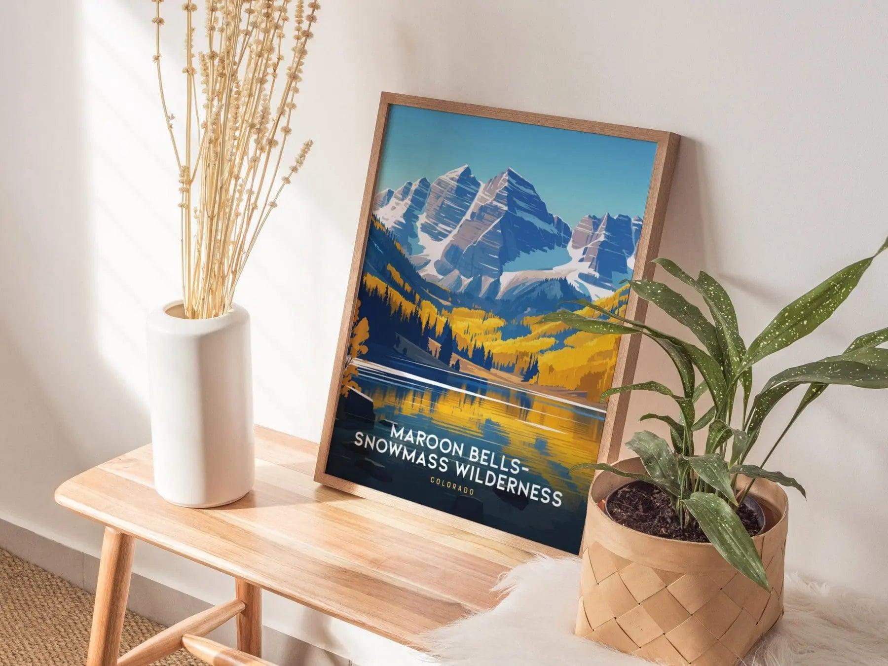 Maroon Bells-Snowmass Wilderness Poster, Colorado Mountain Scenery Wall Art, Framed/Unframed Nature Print, Hiker Gift, Wilderness Home Decor - Swell Scenes