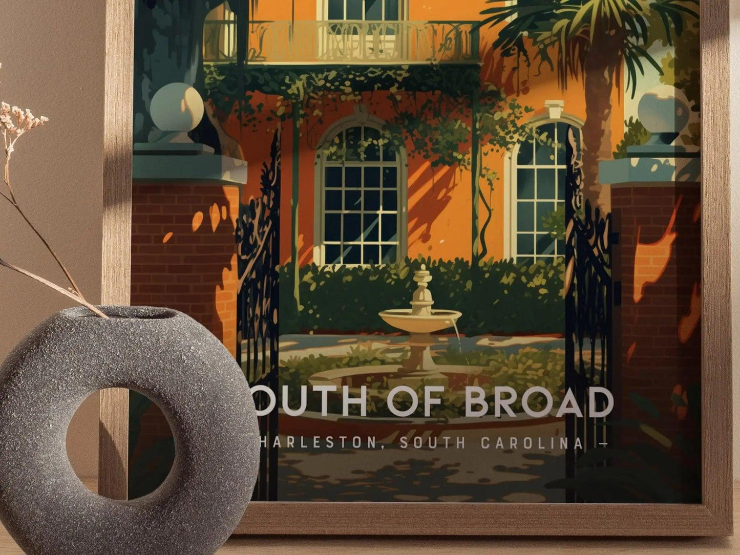 South of Broad Neighborhood, Charleston, South Carolina - Historic Wall Art Travel Poster Print Southeast Home Decor Southern Charm Gift Set - Swell Scenes