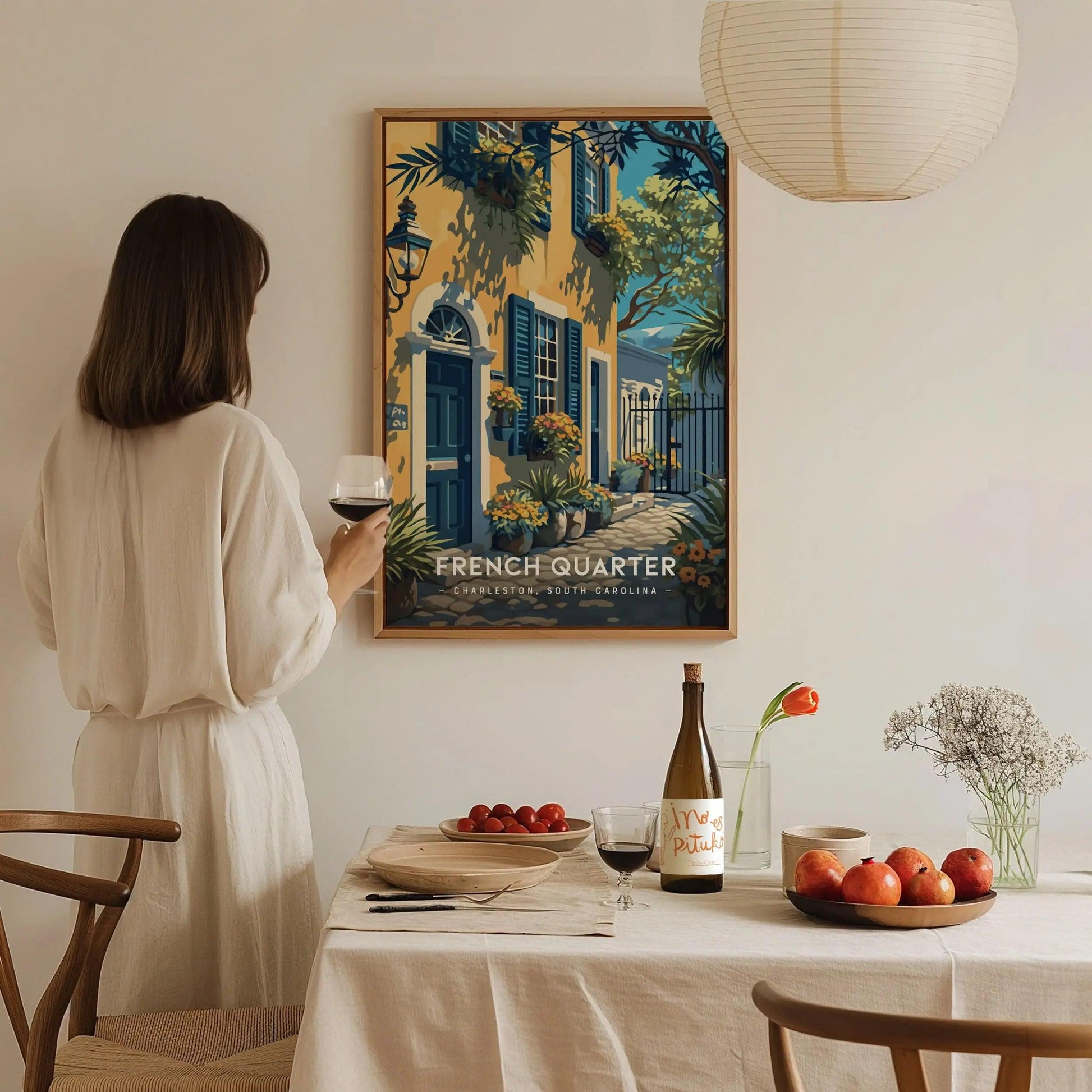 French Quarter Neighborhood, Charleston, South Carolina - Historic Wall Art Travel Poster Print Southeast Home Decor Southern Charm Gift Set - Swell Scenes